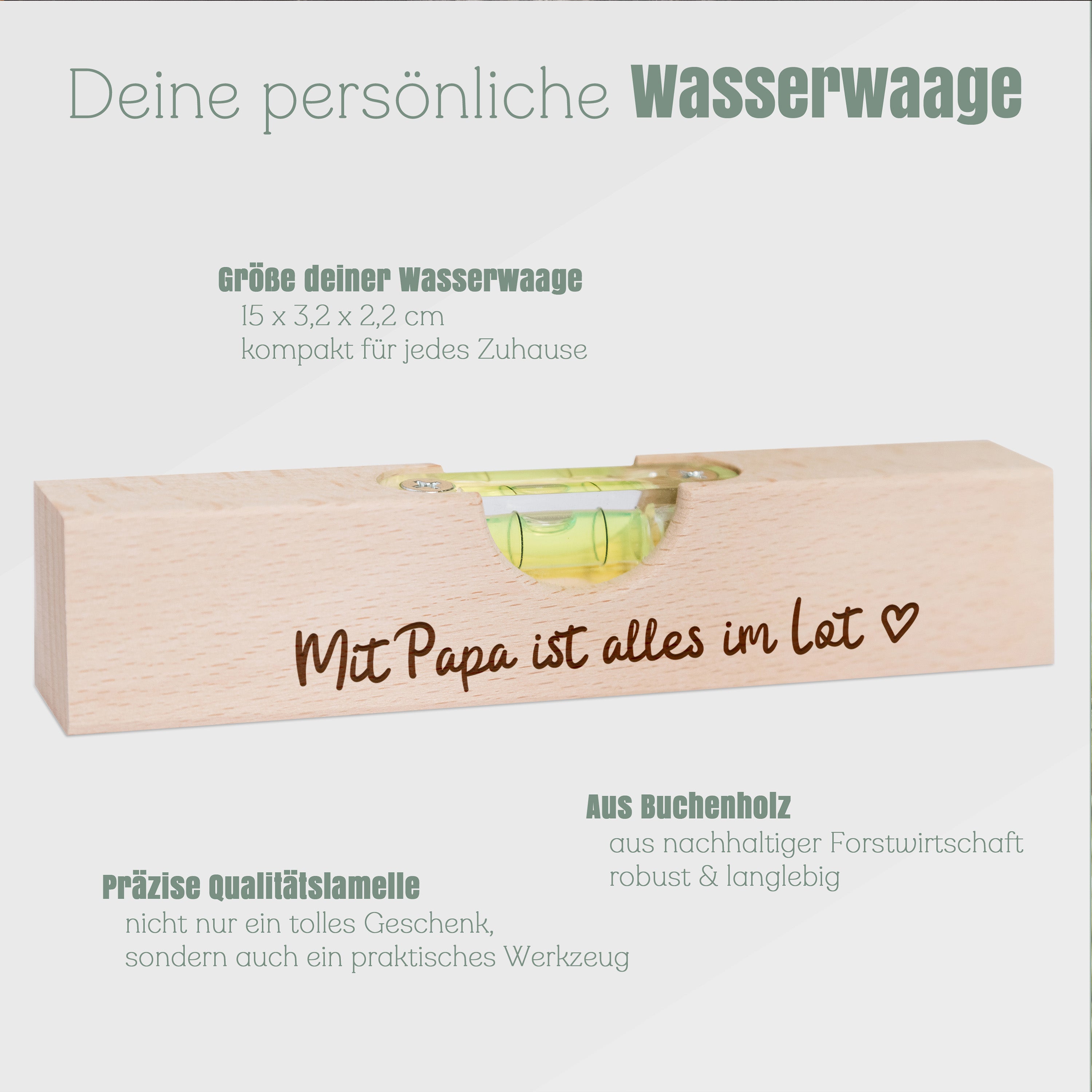 Wasserwaage Holz - Mit Papa ist alles im Lot