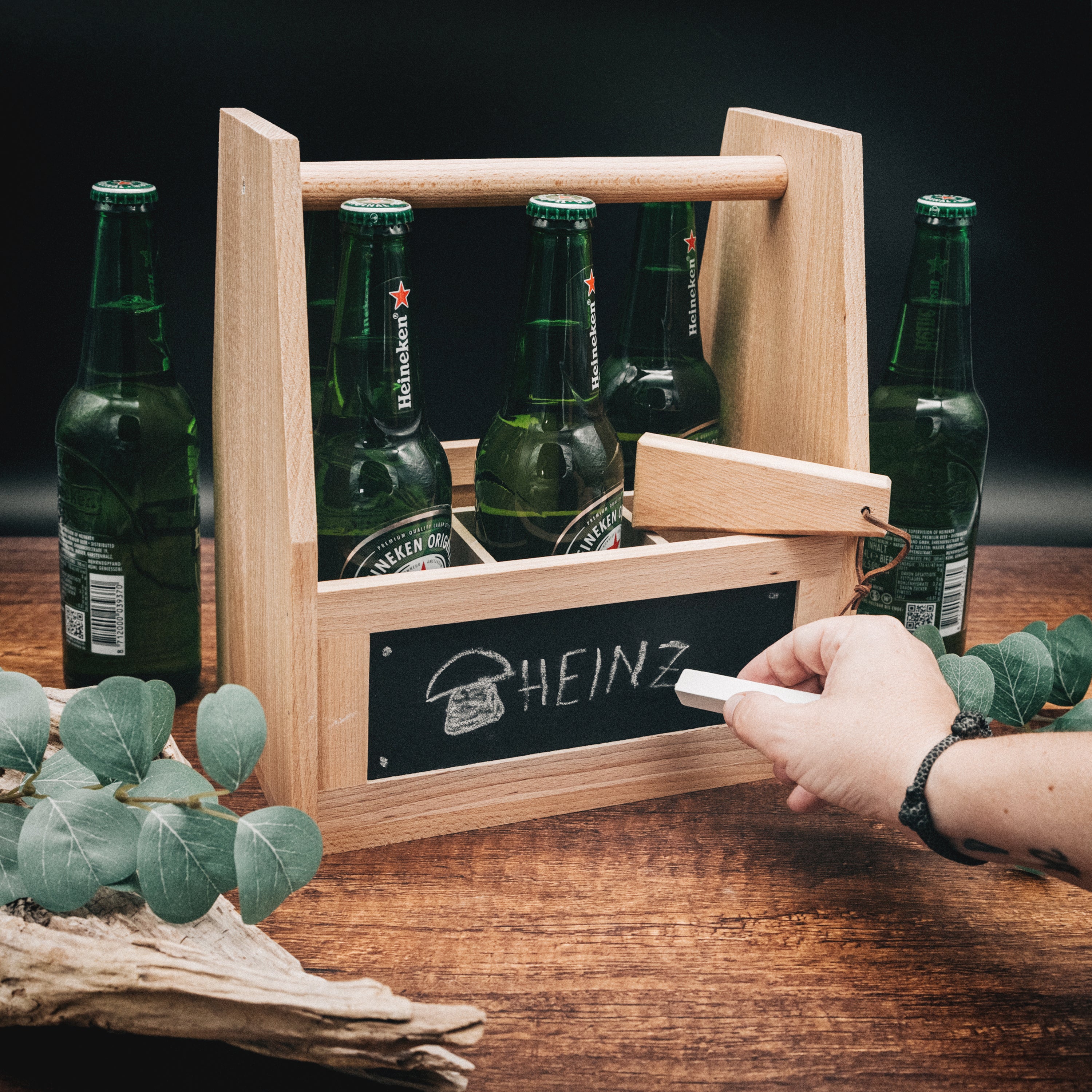 Bierträger Holz mit Tafel