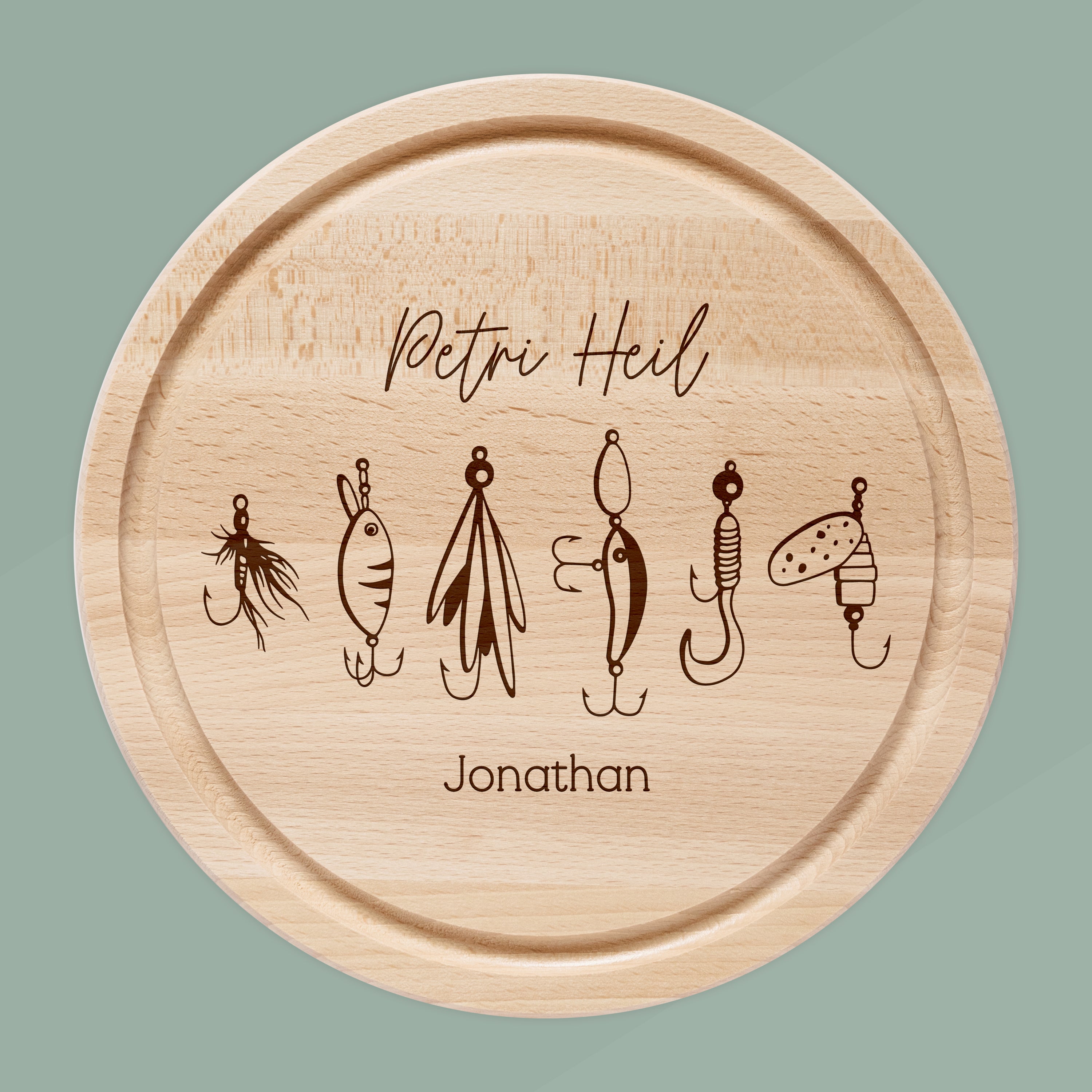 Rundes Holzbrett - Angelköder