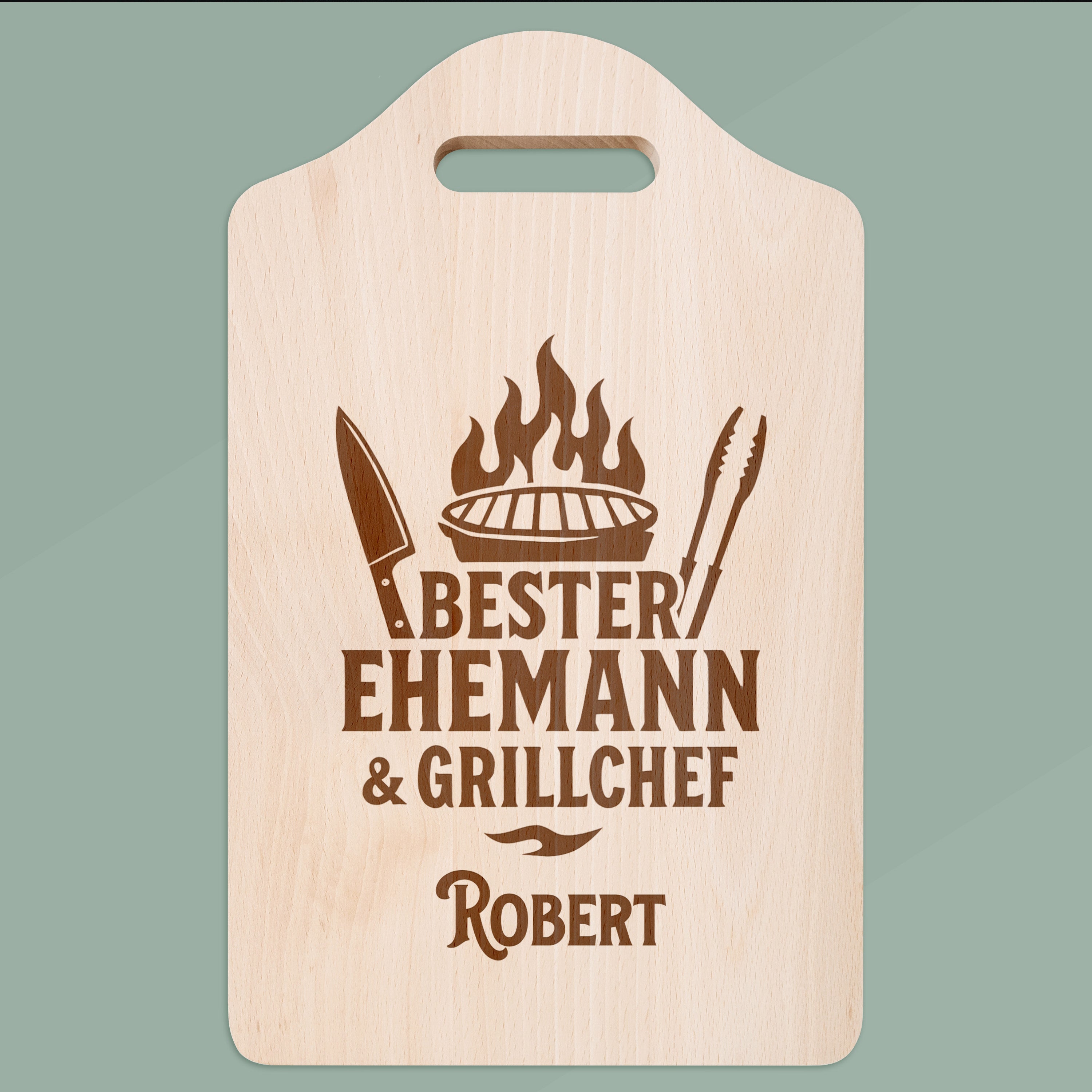 Schneidebrett mit Griffmulde - Bester Ehemann & Grillchef