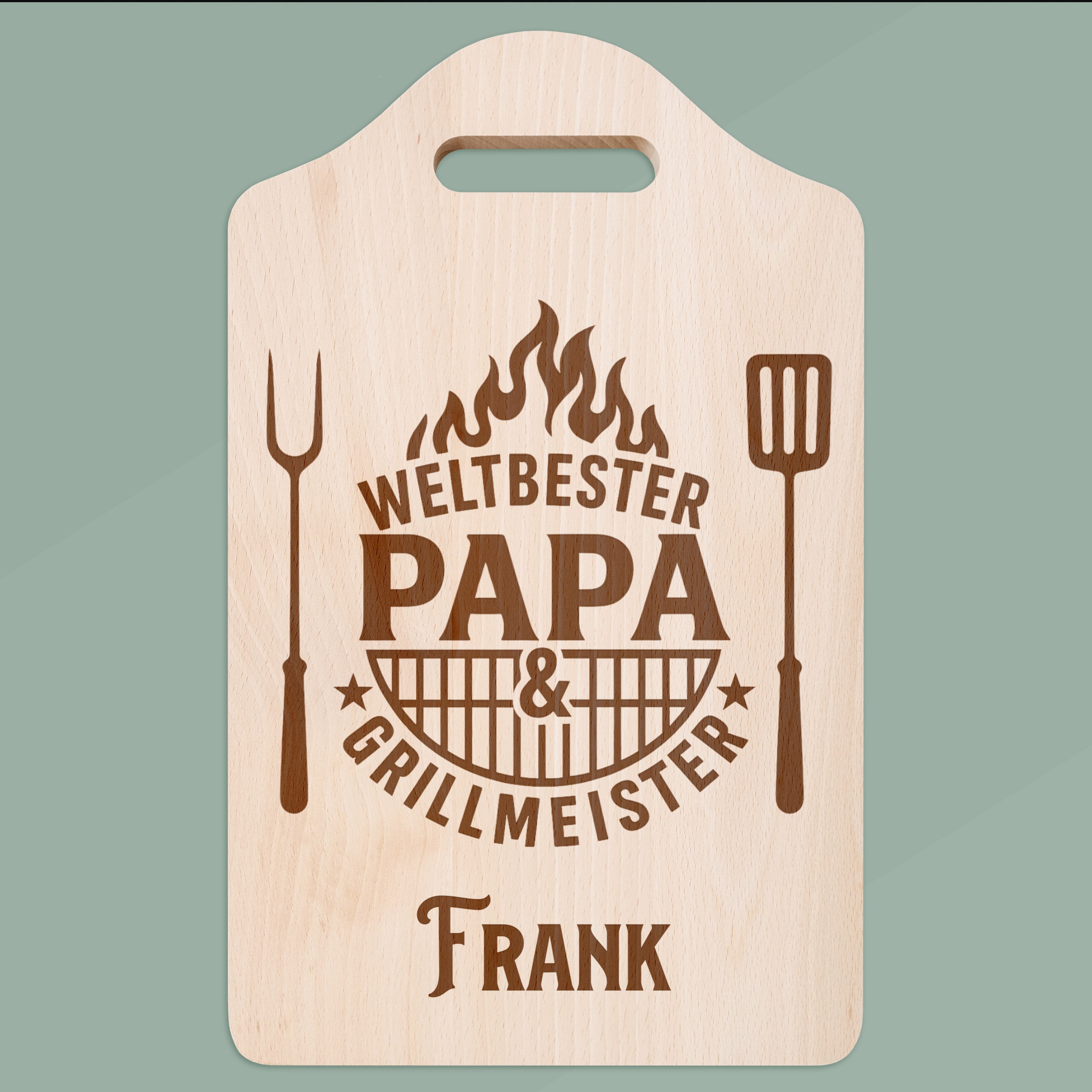 Schneidebrett mit Griffmulde - Weltbester Papa & Grillmeister