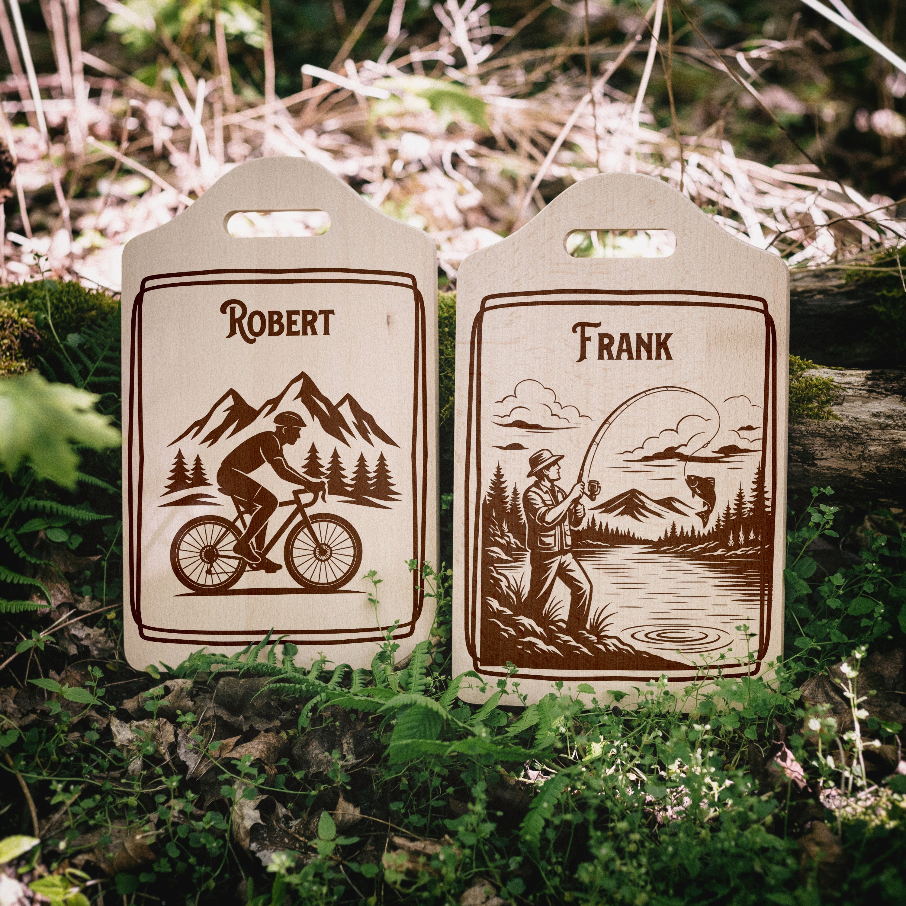 Schneidebrett mit Griffmulde - Angeln & Fahrrad