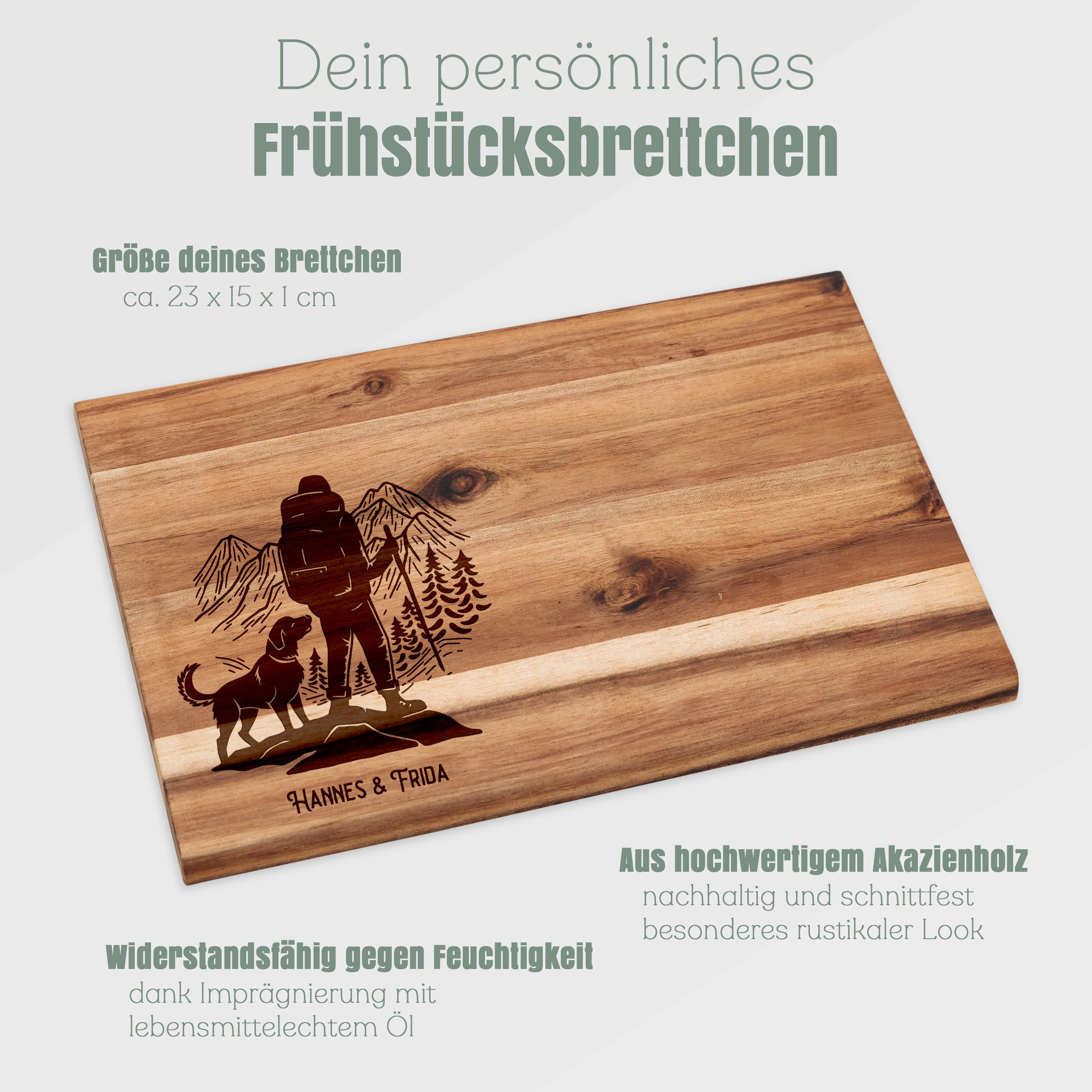 Frühstücksbrett Akazie - Wanderbuddy