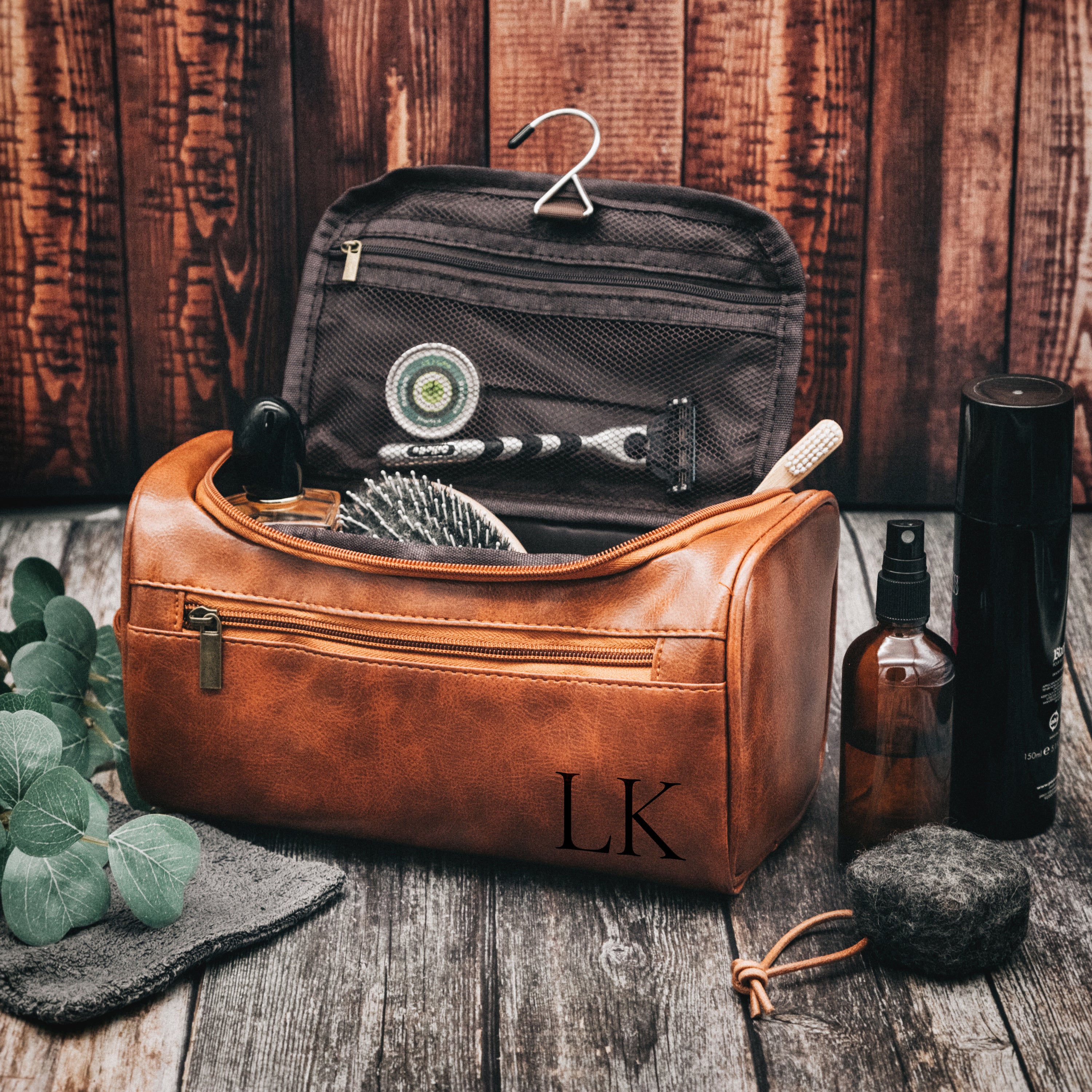 Leder Kulturbeutel - Initialen