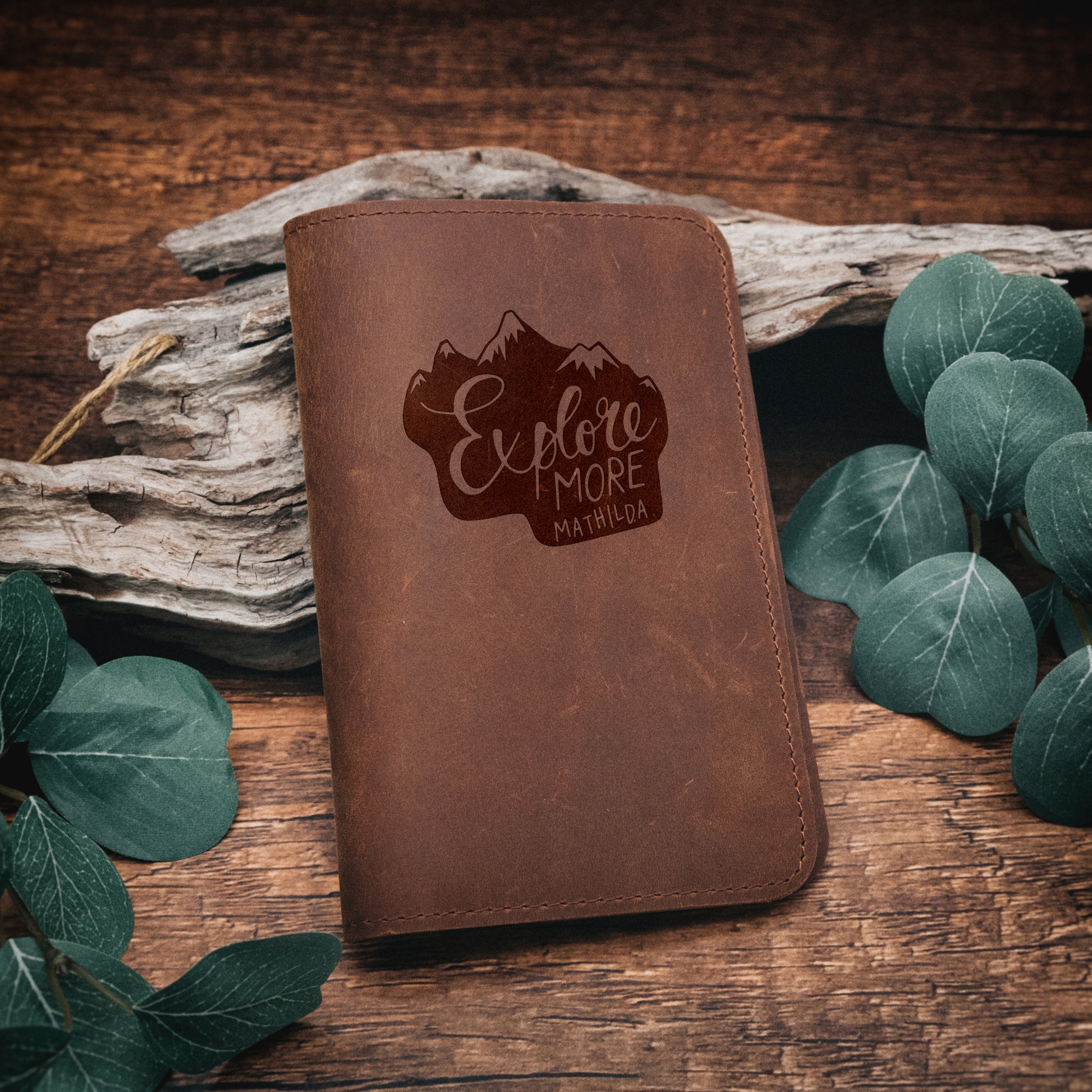 Journal aus echtem Leder - Reisemotive + Wunschname