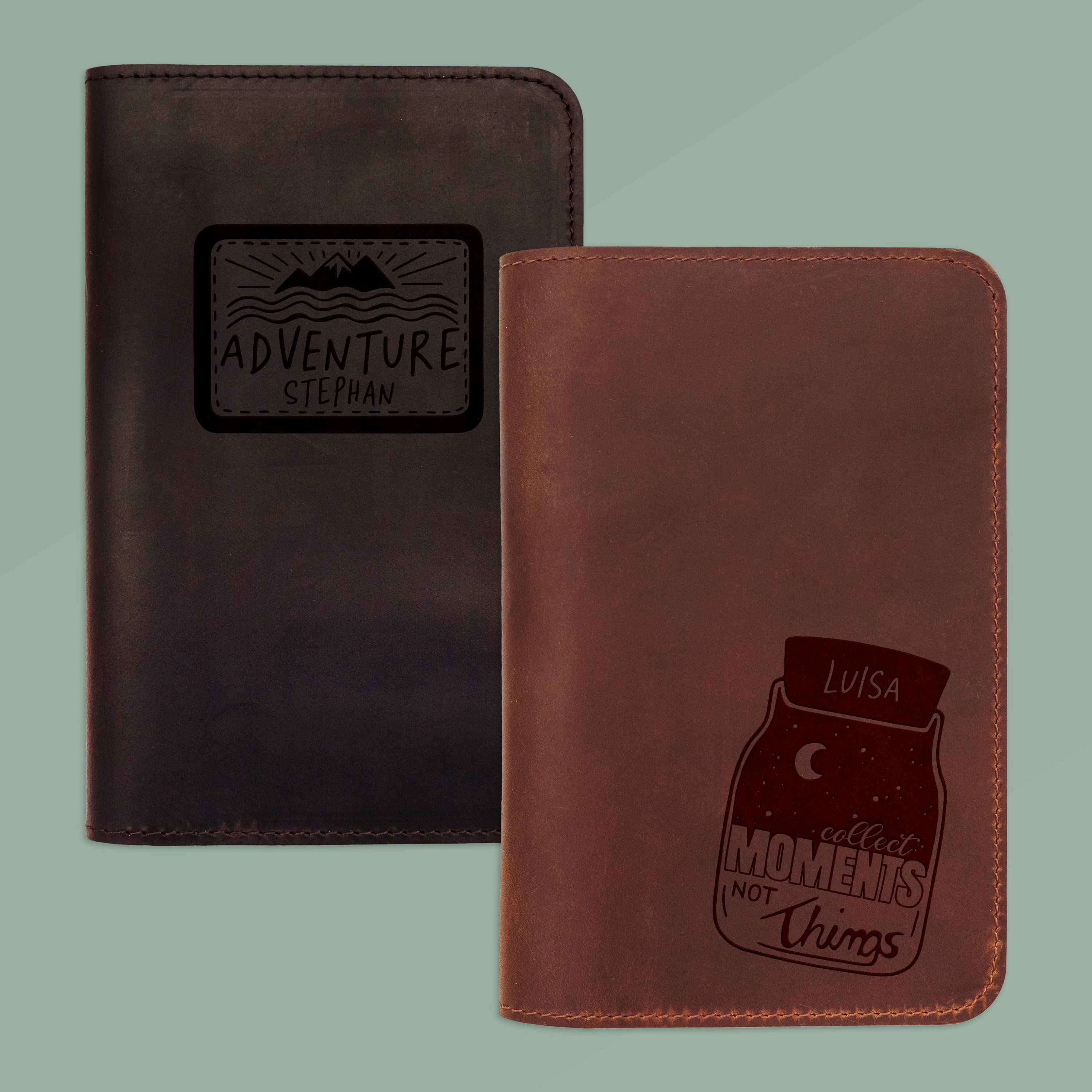 Journal aus echtem Leder - Reisemotive + Wunschname