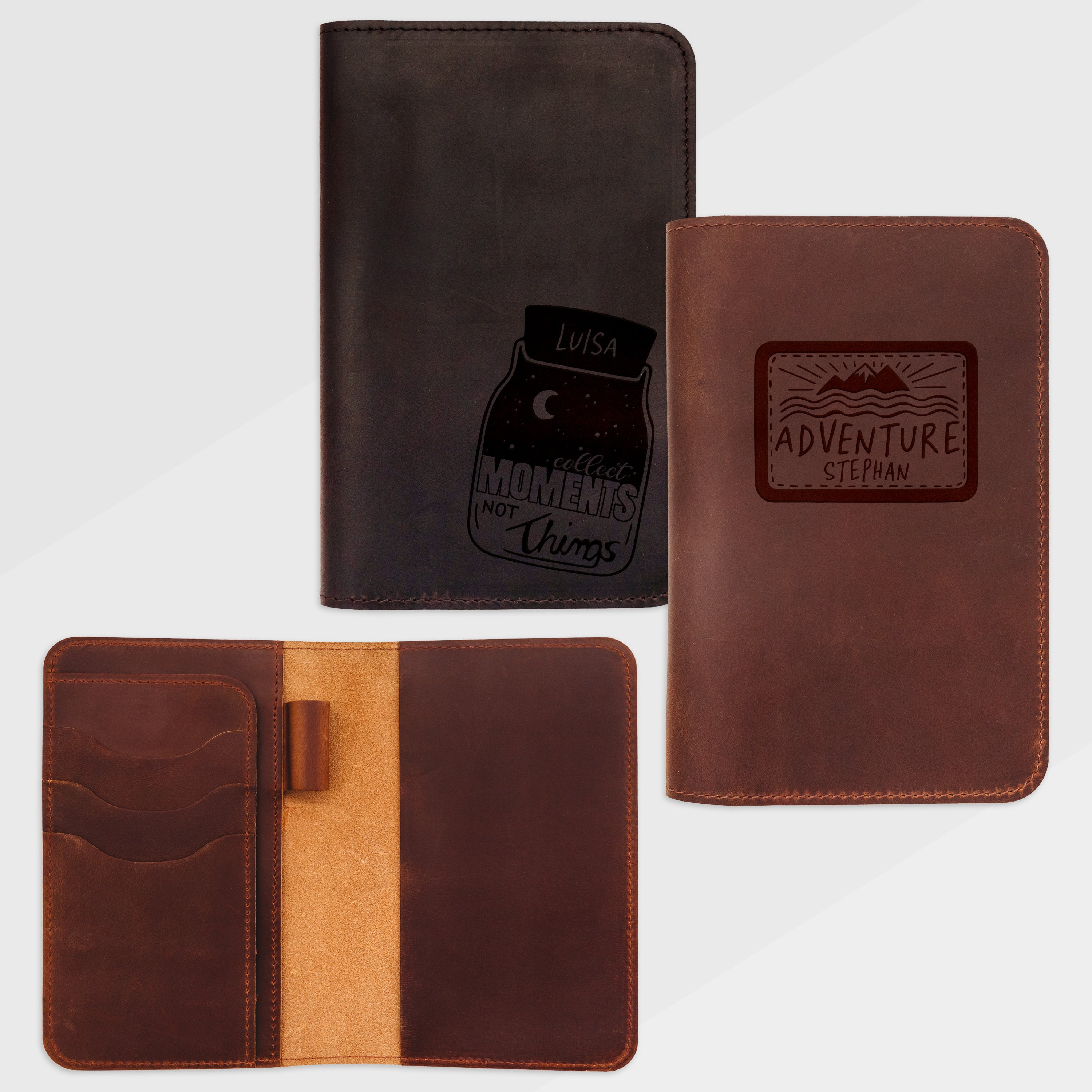 Journal aus echtem Leder - Reisemotive + Wunschname