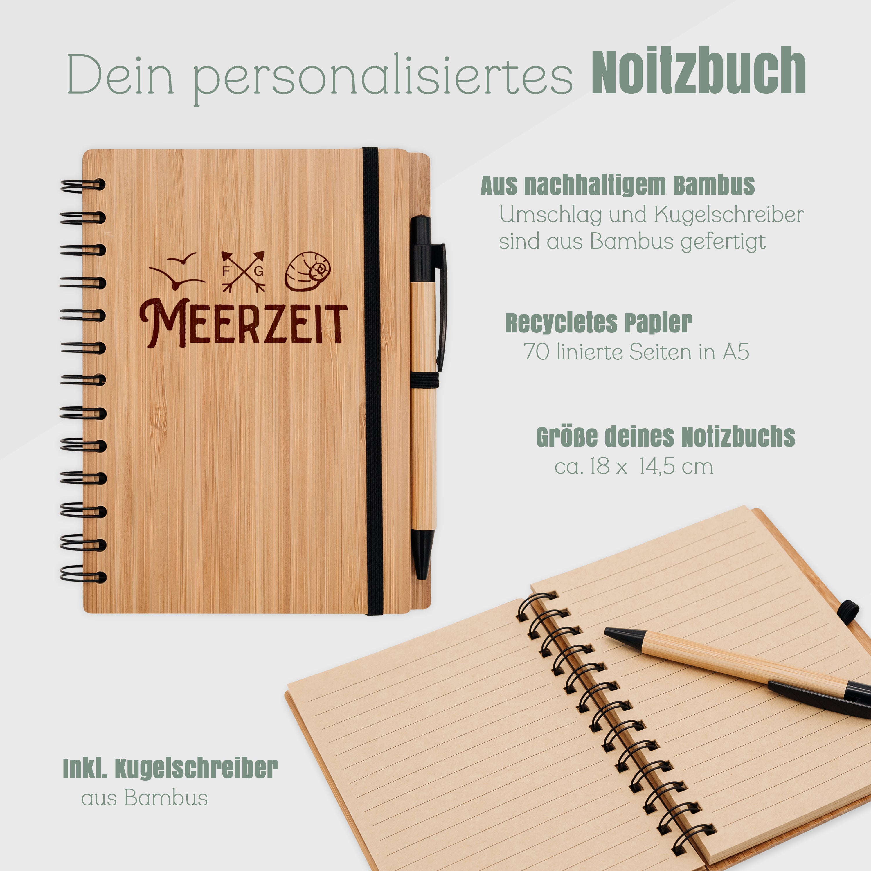 Notizbuch Holz - Reise