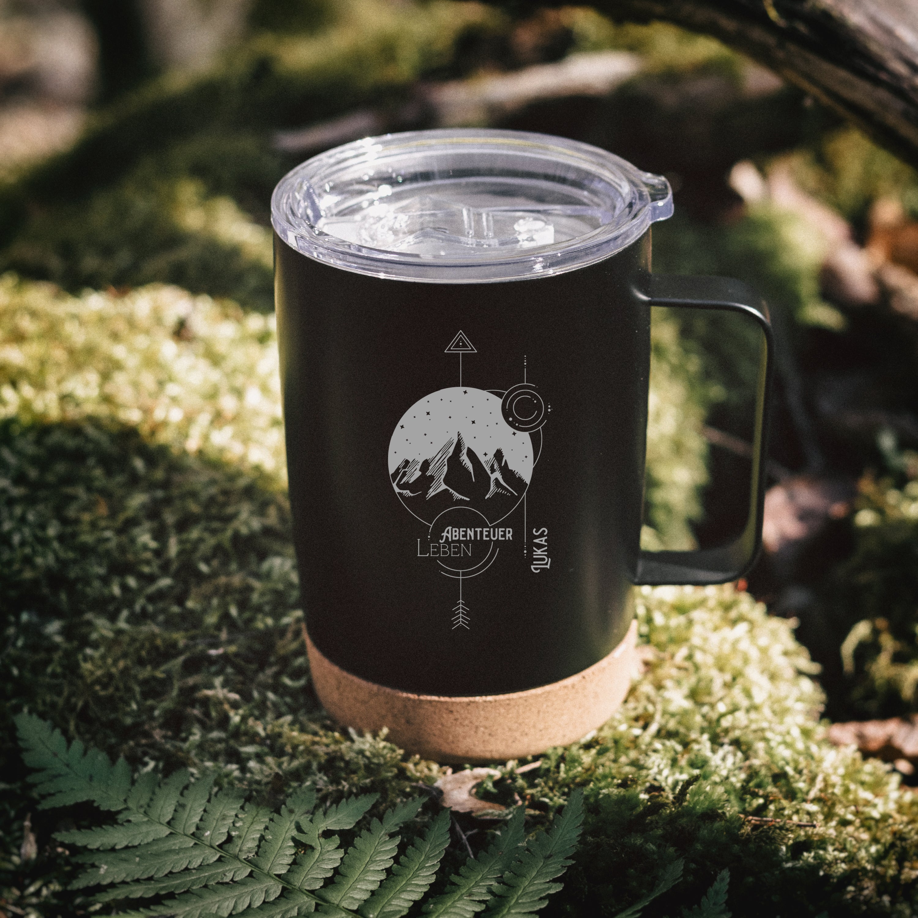 Thermobecher mit Korkboden - Landschaft Geo