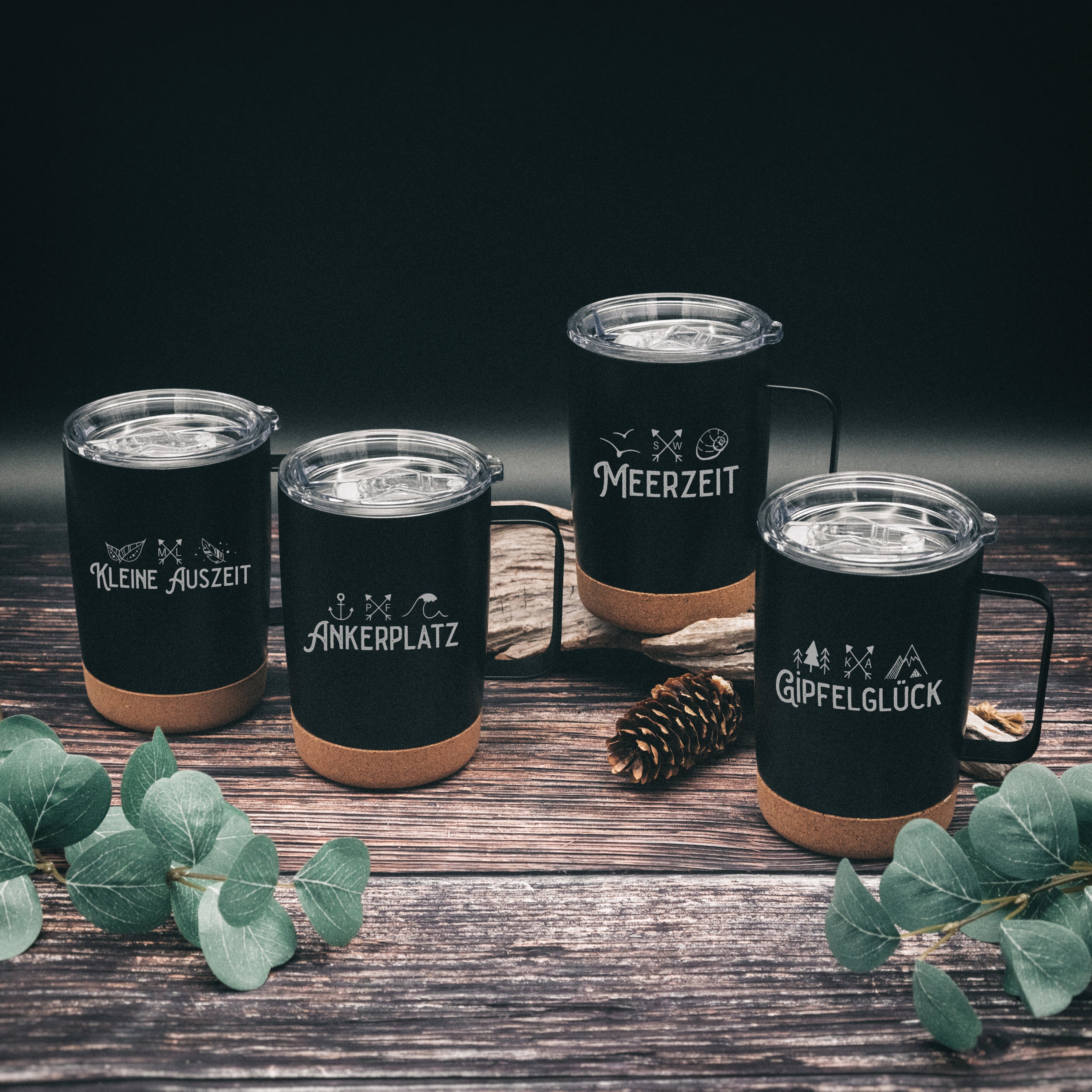 Thermobecher mit Korkboden - Pausenzeit