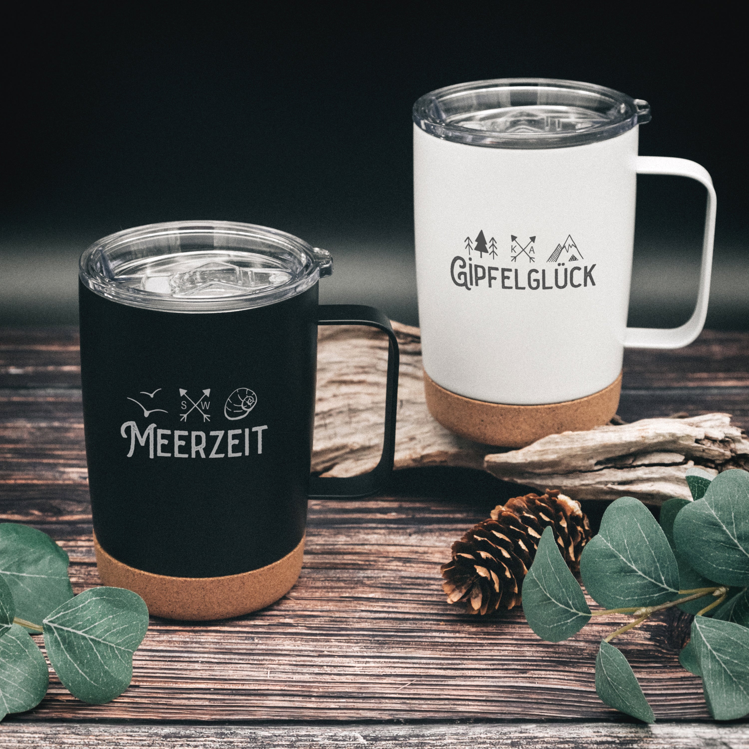 Thermobecher mit Korkboden - Pausenzeit