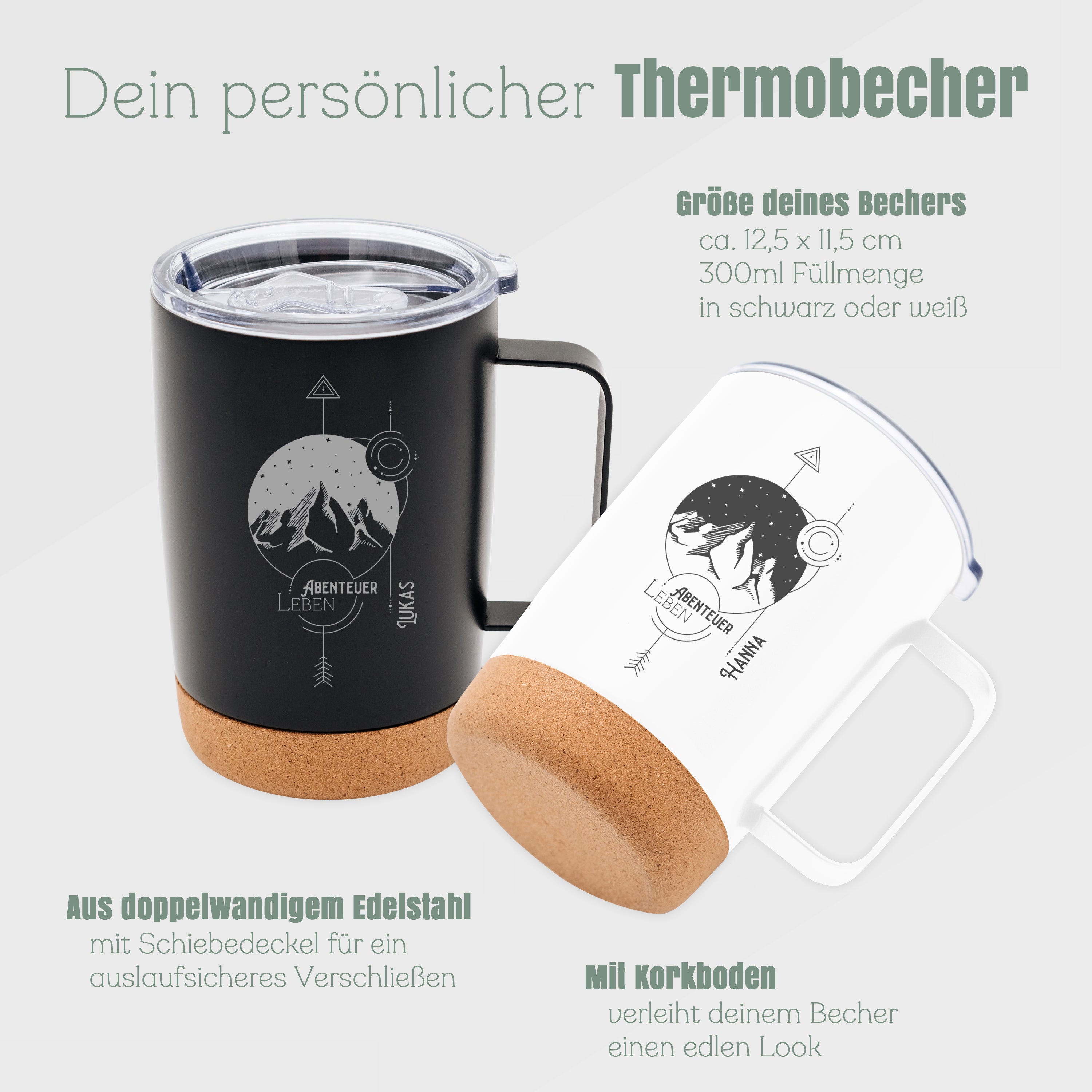 Thermobecher mit Korkboden - Landschaft Geo