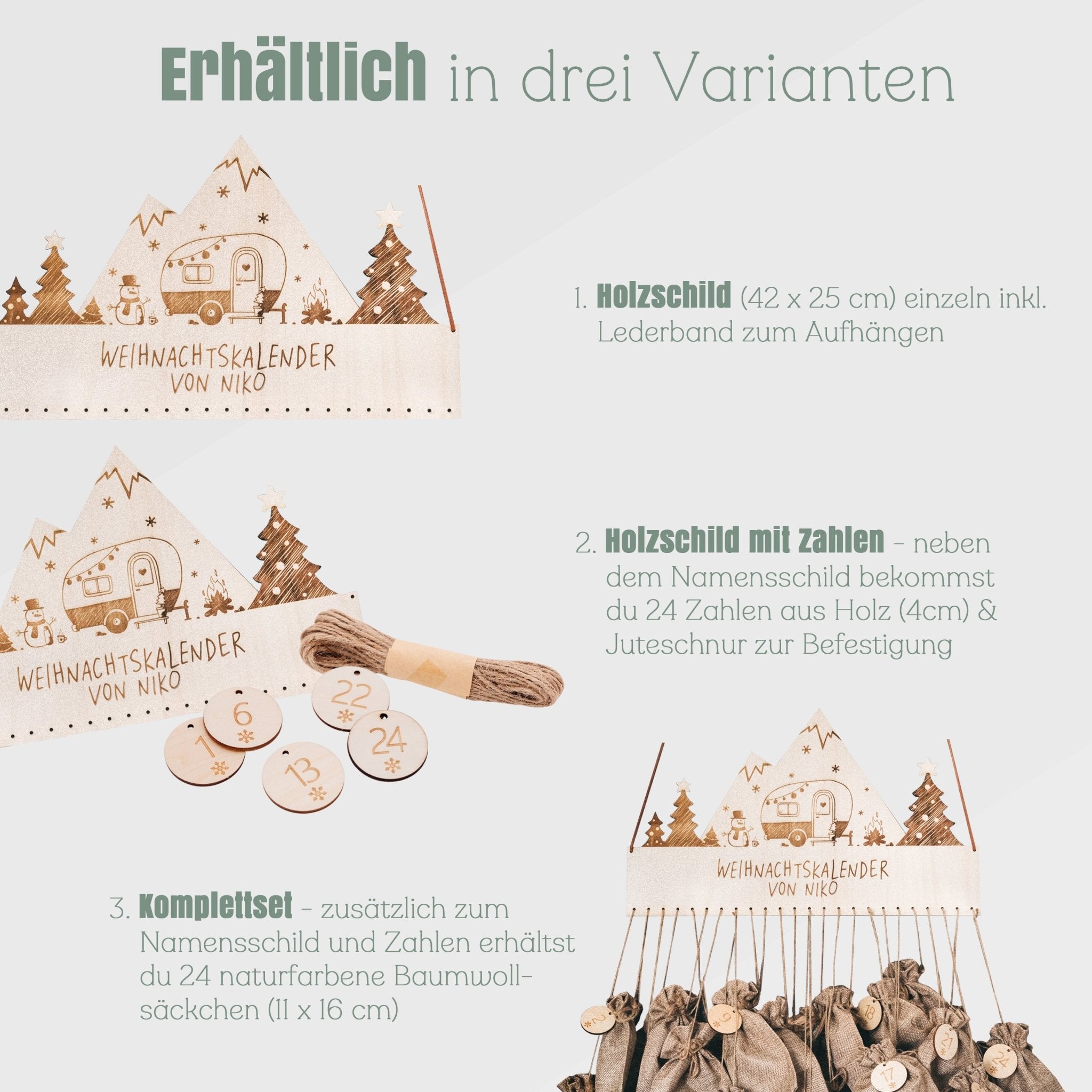 Adventskalender - Camper Landschaft mit Wunschnamen - Abenteuernah