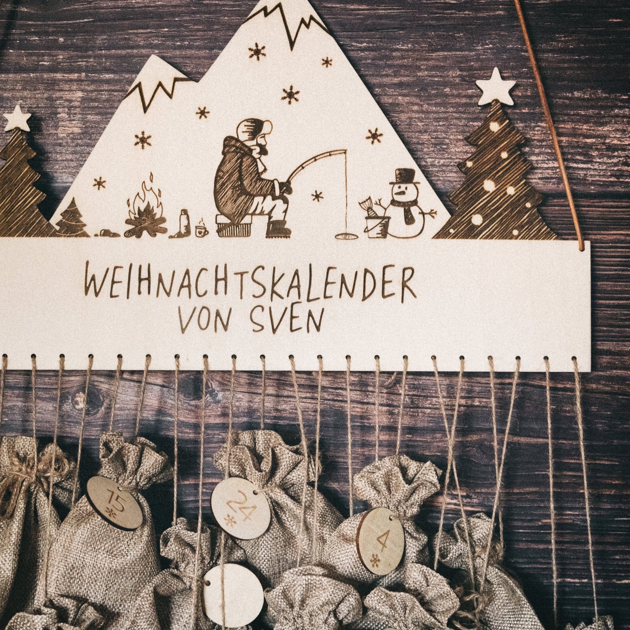 Adventskalender - Eis - Angeln Landschaft mit Wunschnamen - Abenteuernah