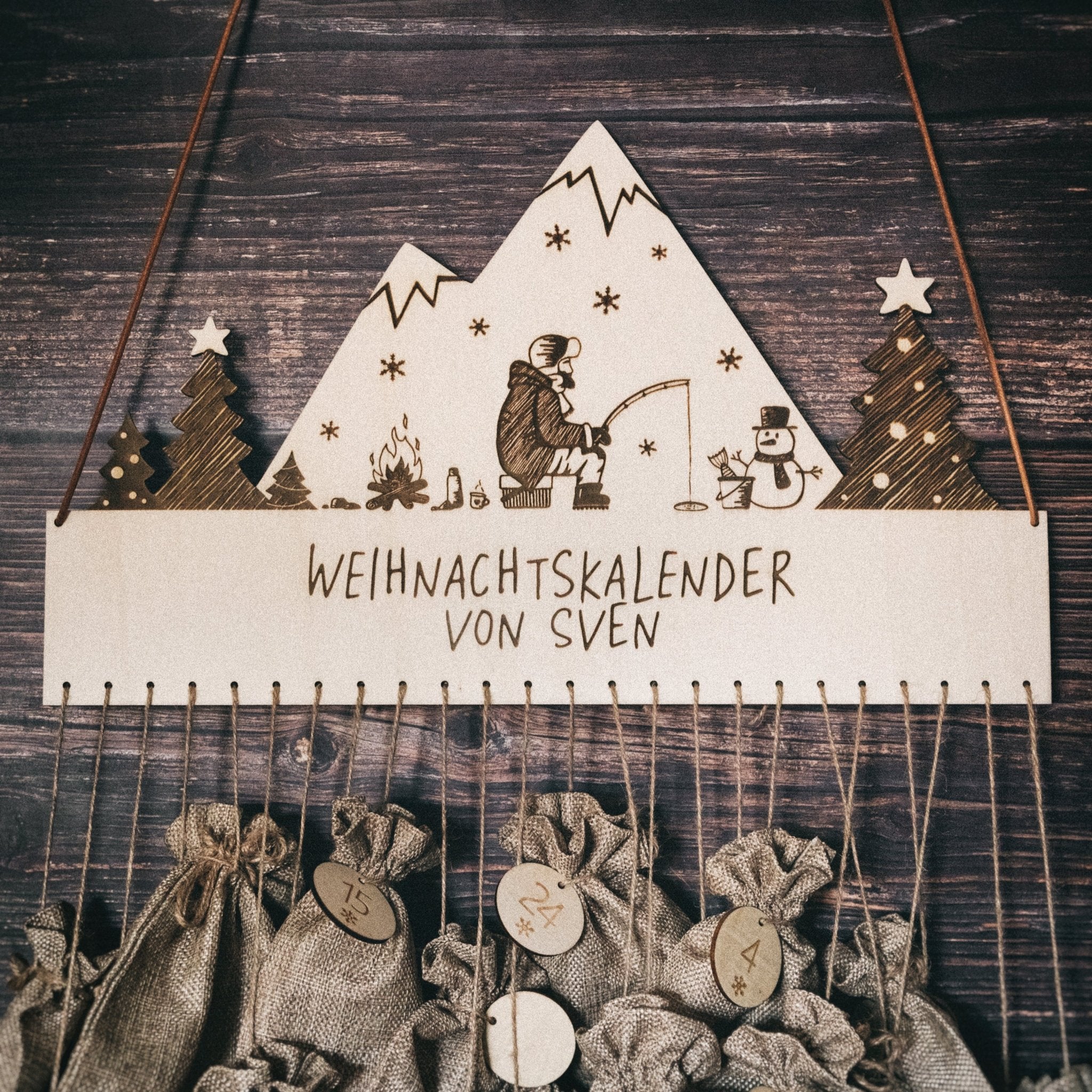 Adventskalender - Eis - Angeln Landschaft mit Wunschnamen - Abenteuernah