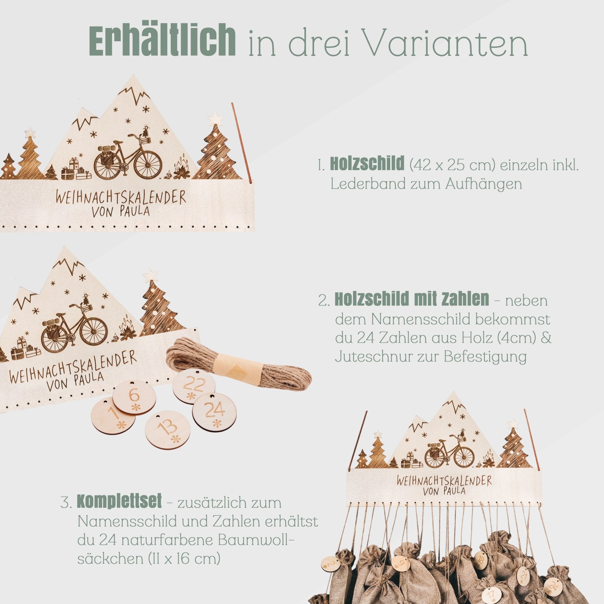 Adventskalender - Fahrrad Landschaft mit Wunschnamen - Abenteuernah