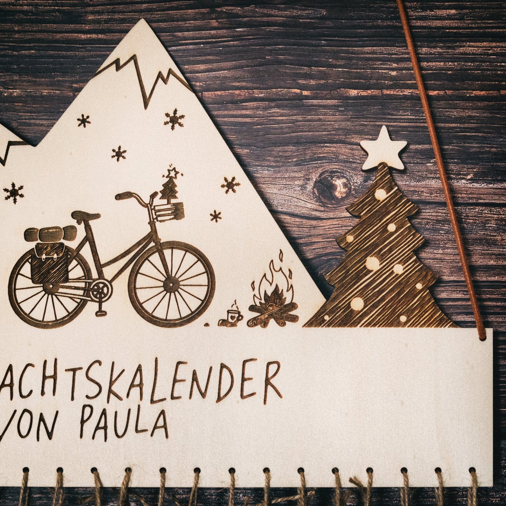 Adventskalender - Fahrrad Landschaft mit Wunschnamen - Abenteuernah