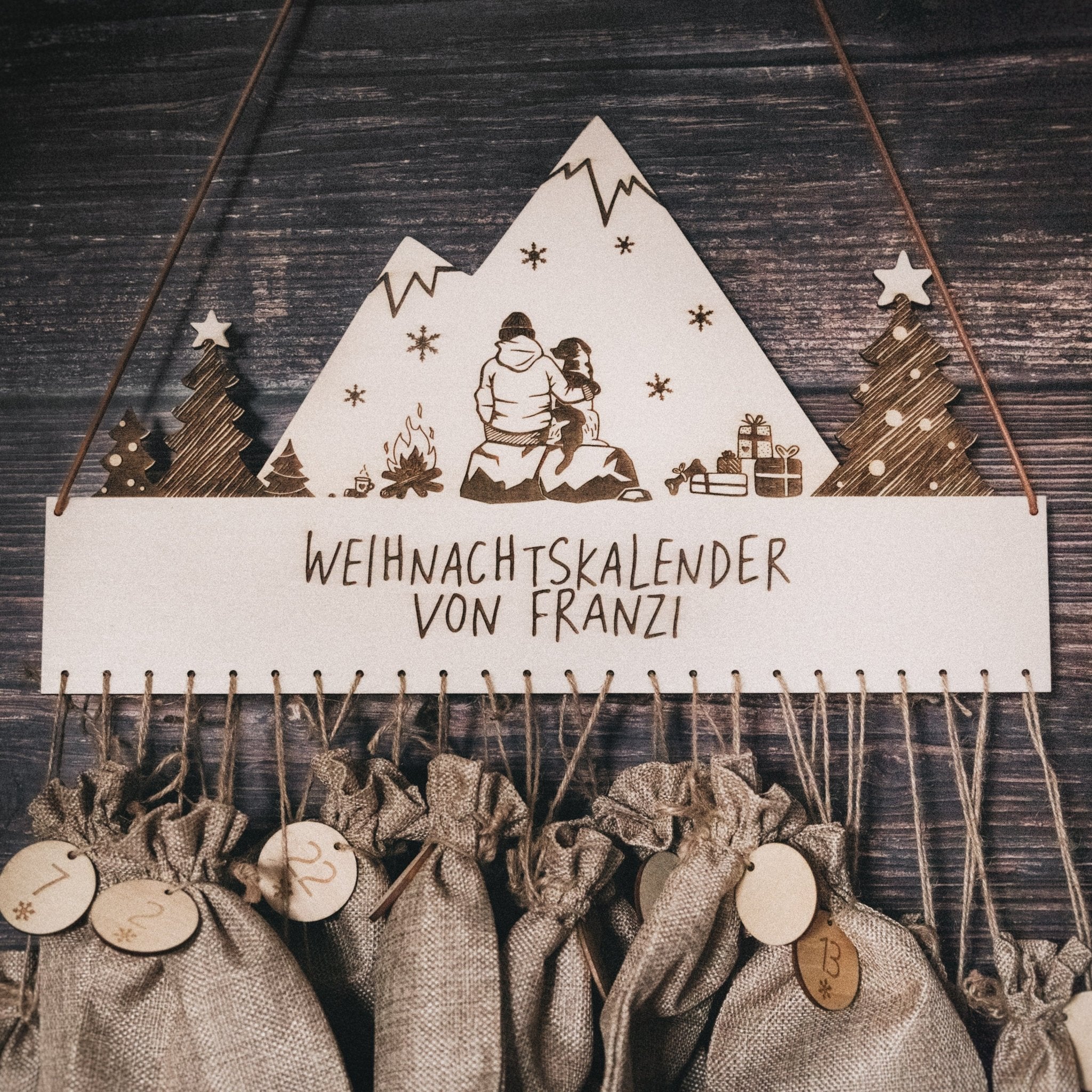 Adventskalender - Hund+Hundefreund Landschaft mit Wunschnamen - Abenteuernah