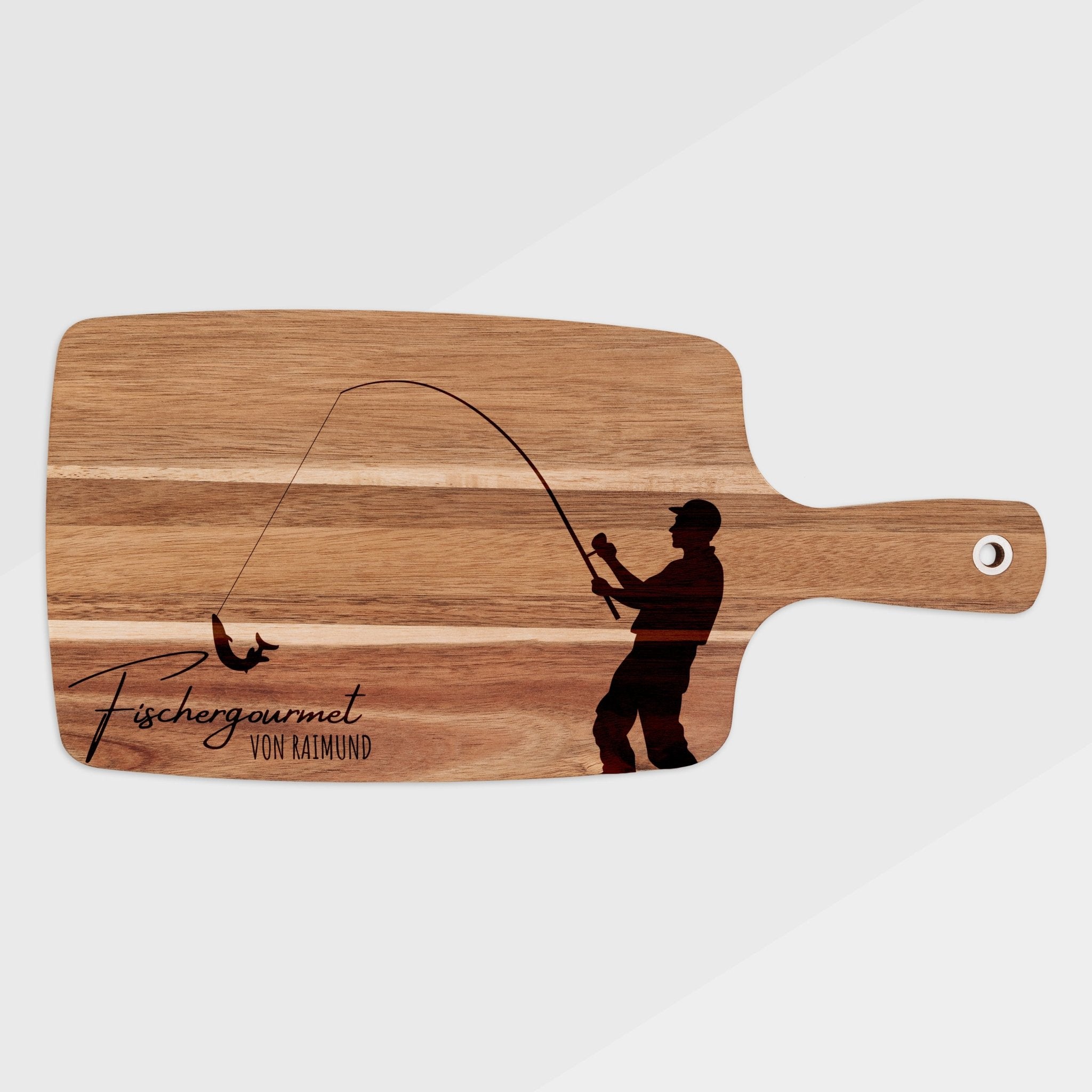 Akazienbrett mit Griff - Fischergourmet - Abenteuernah