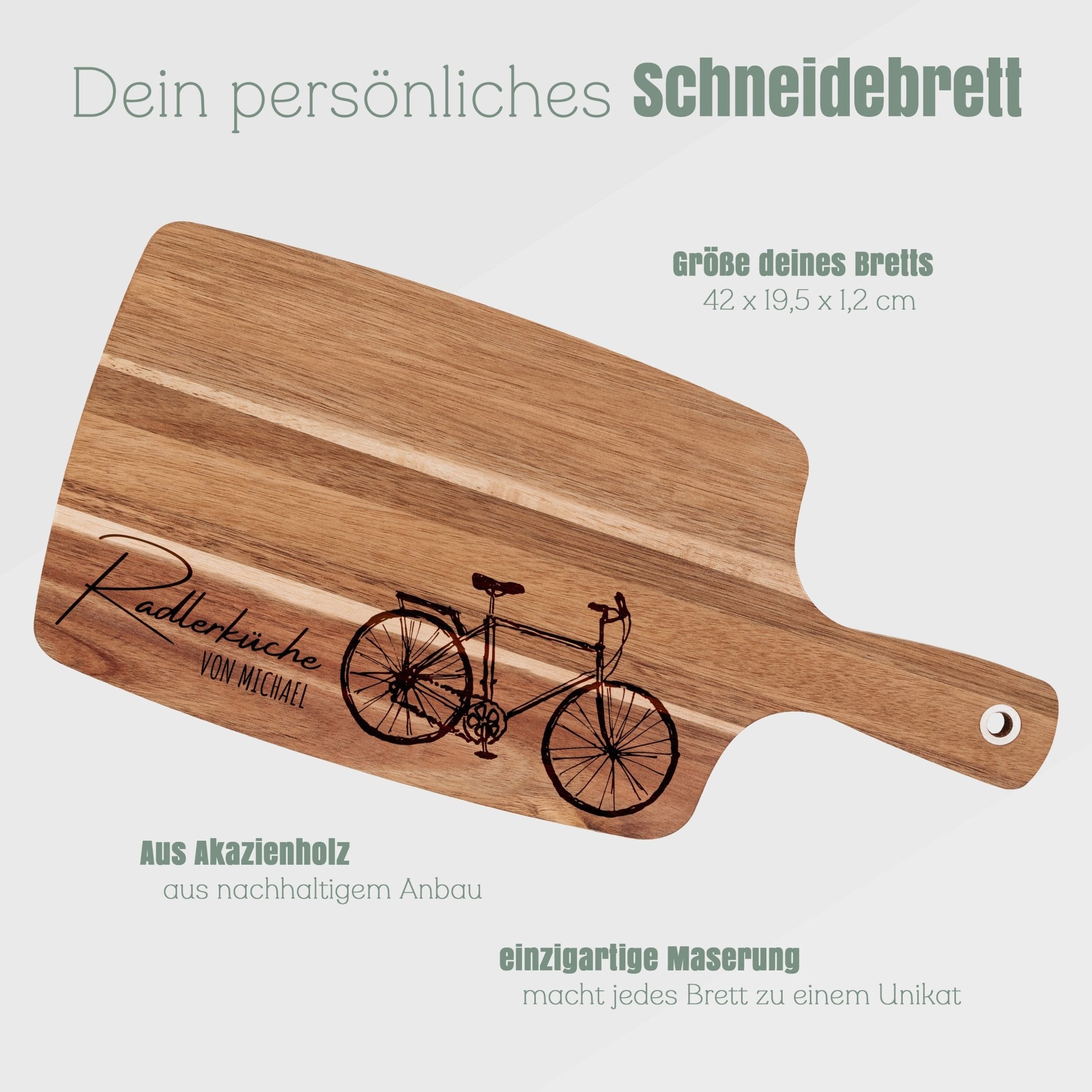 Akazienbrett mit Griff - Radlerküche - Abenteuernah