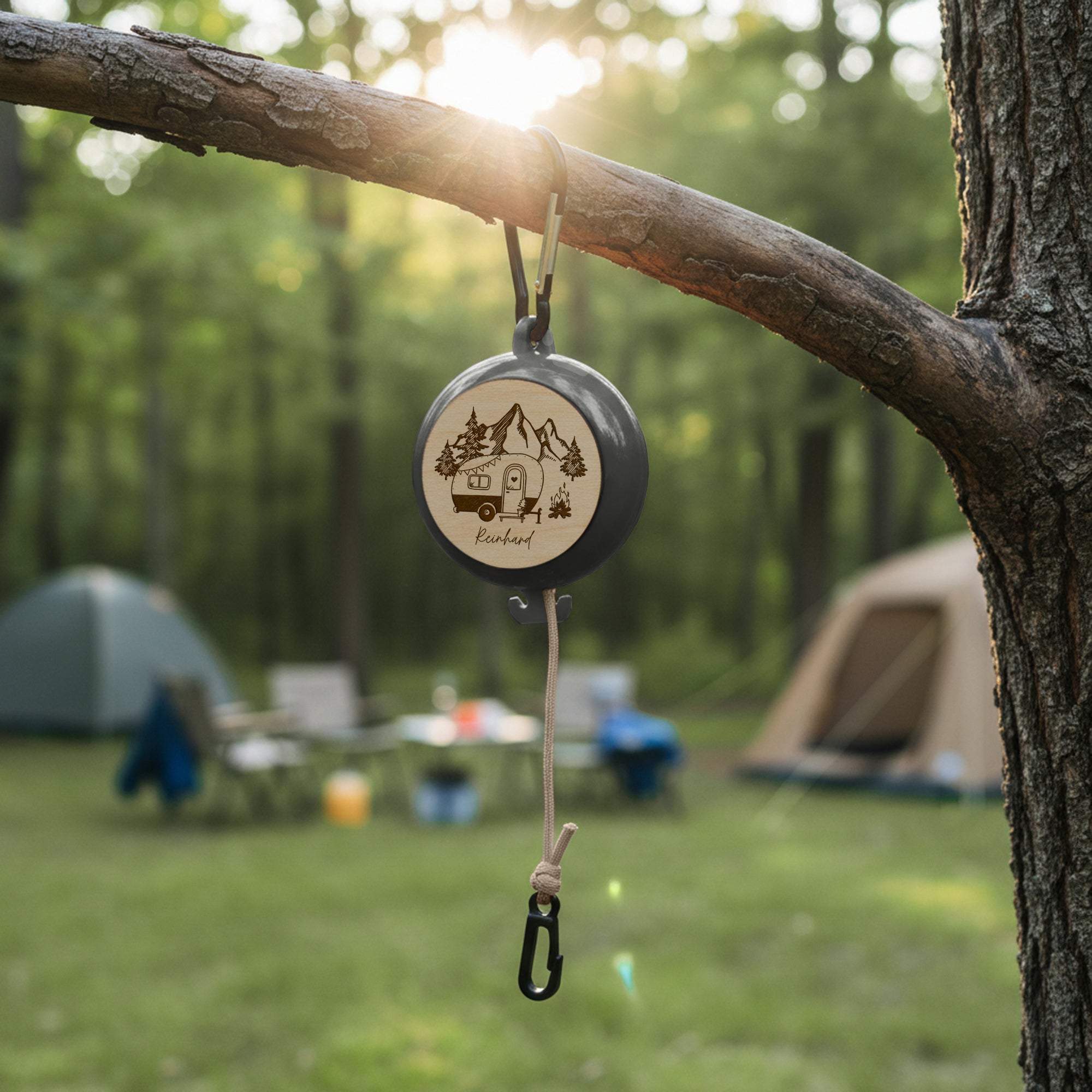 Ausziehbare Wäscheleine mit Campingmotiv - Abenteuernah