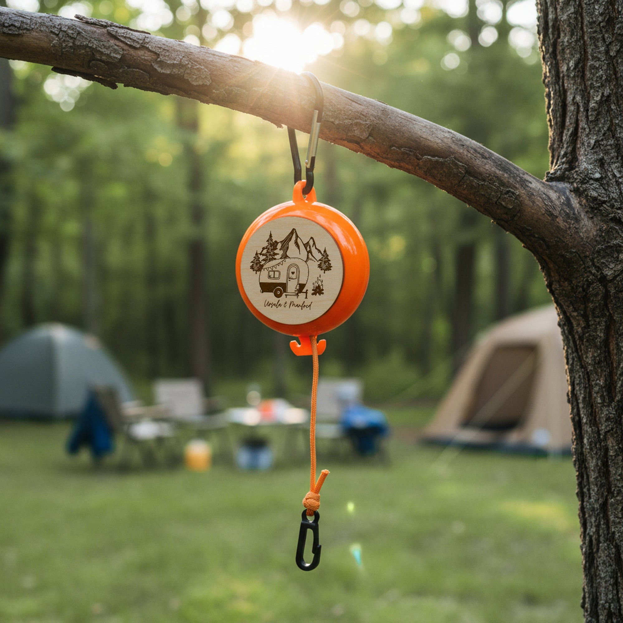 Ausziehbare Wäscheleine mit Campingmotiv - Abenteuernah