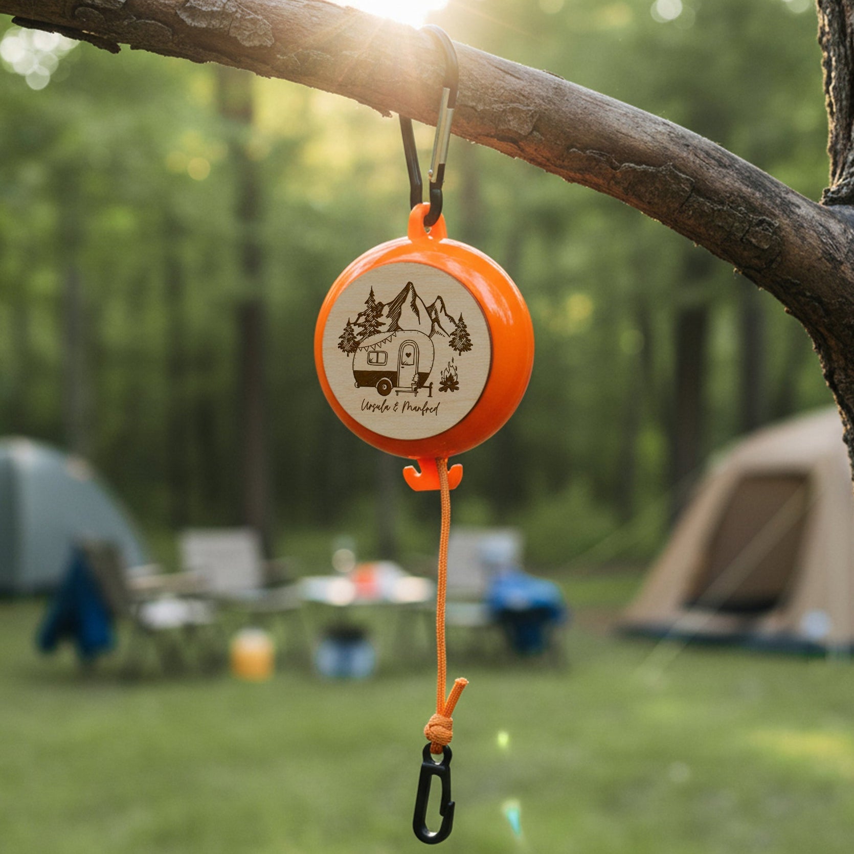 Ausziehbare Wäscheleine mit Campingmotiv - Abenteuernah