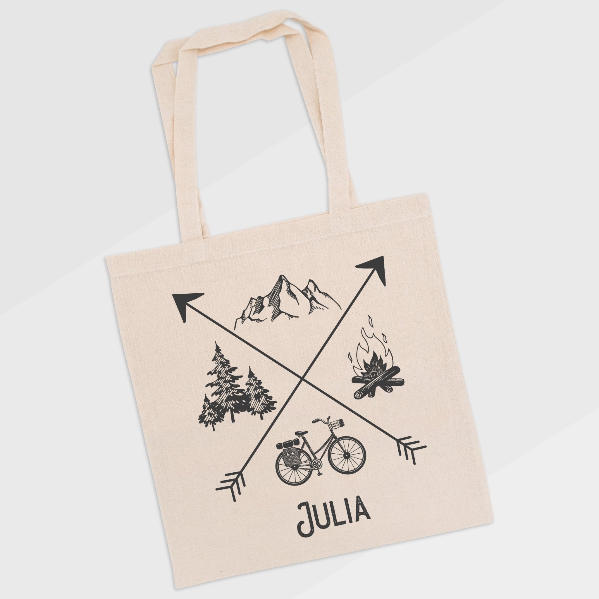 Baumwolltasche - X - Motiv Camper, Angeln, Fahrrad, Hund - Abenteuernah