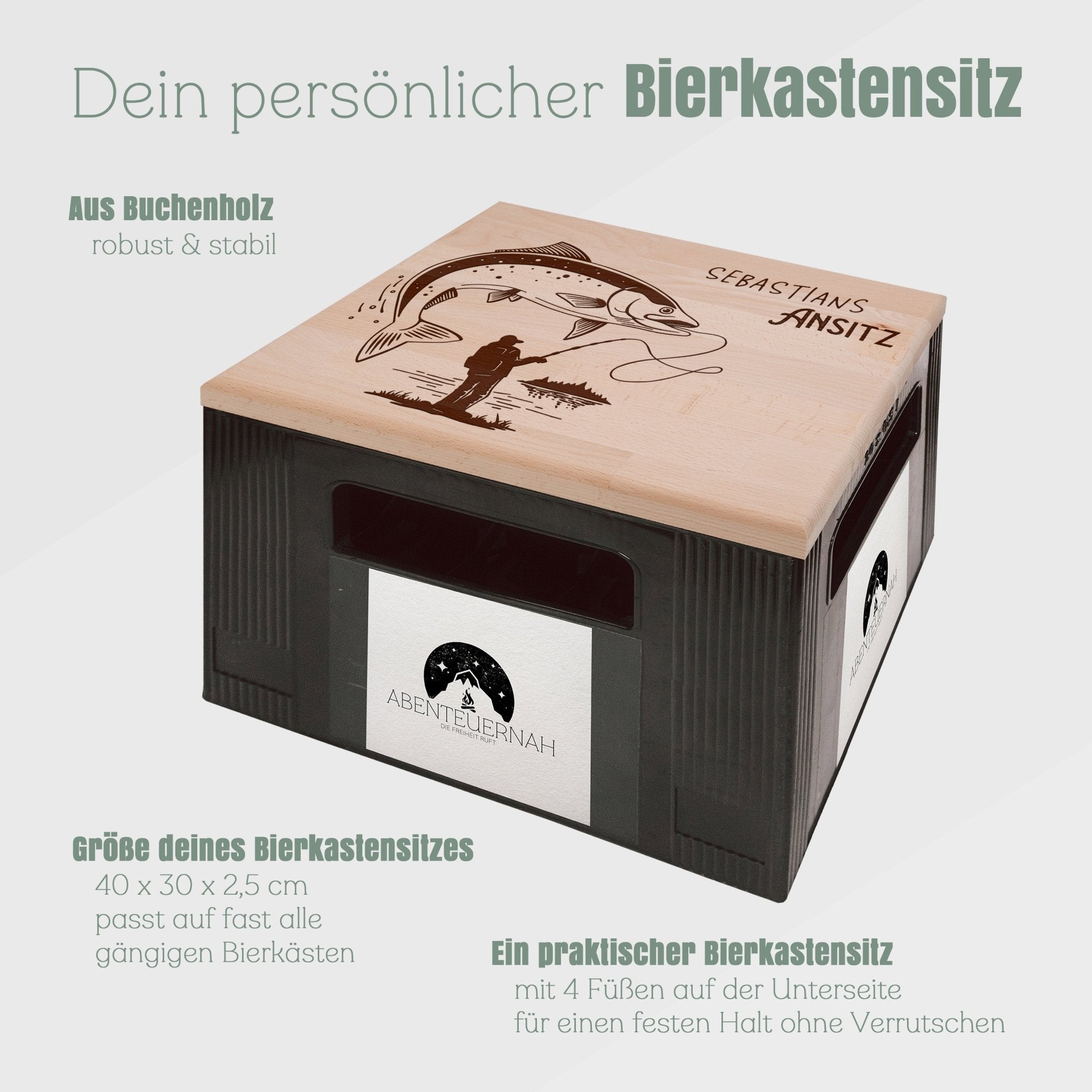 Bierkastensitz Holz - Ansitz für Angler - Abenteuernah