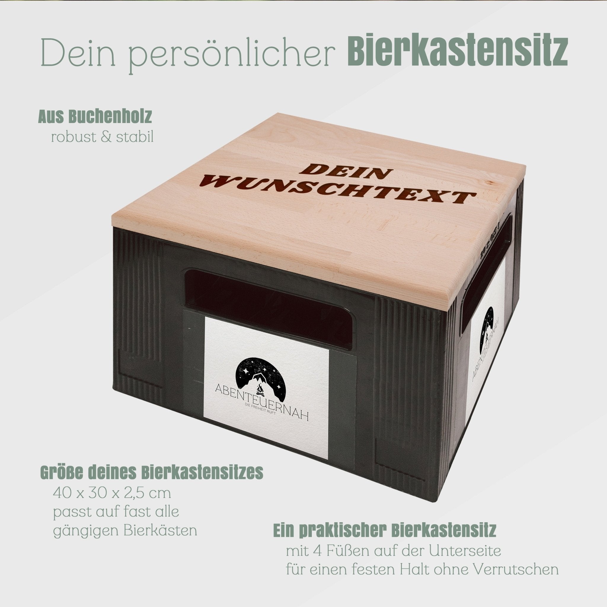 Bierkastensitz Holz - Dein Wunschtext - Abenteuernah