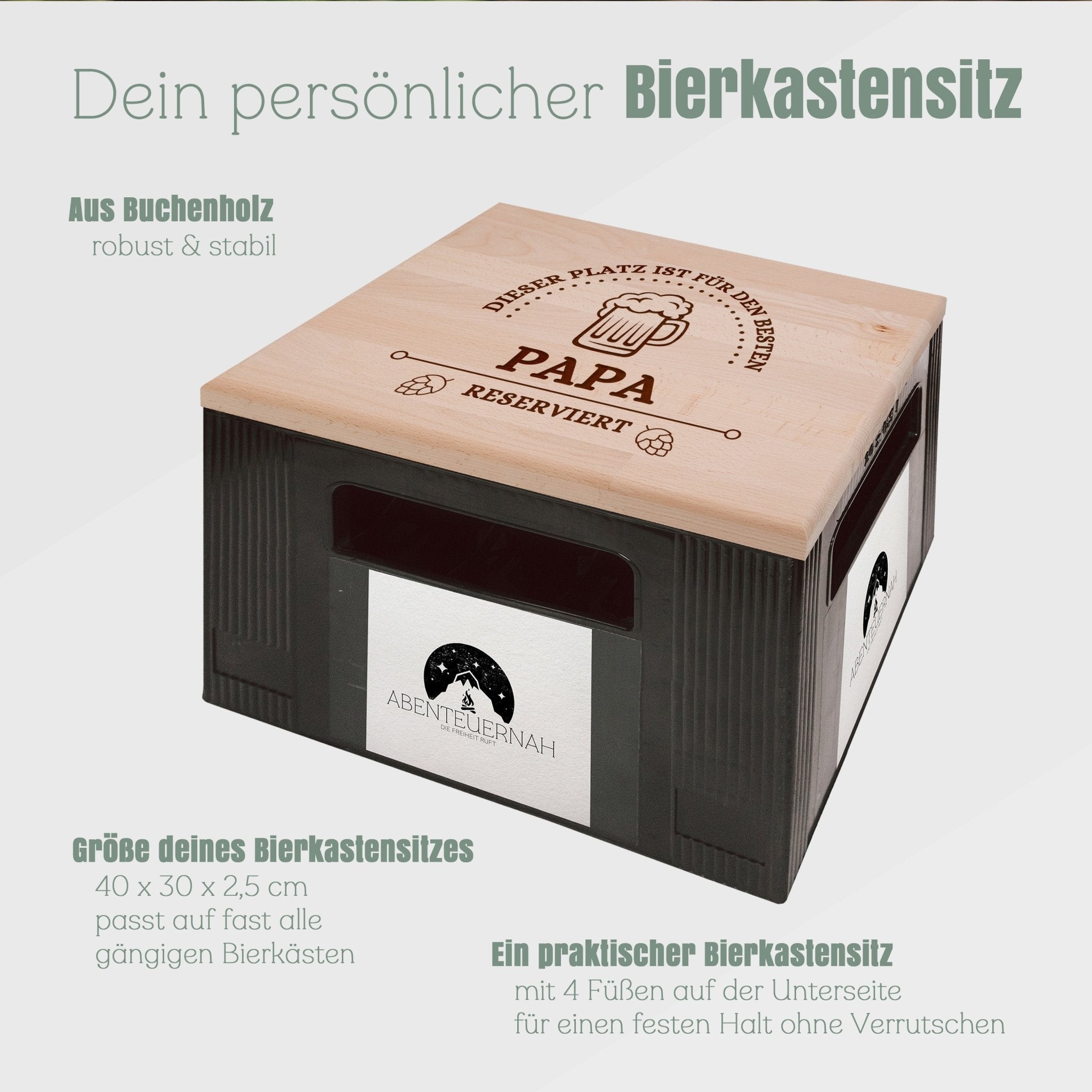 Bierkastensitz Holz - Für Papa reserviert - Abenteuernah