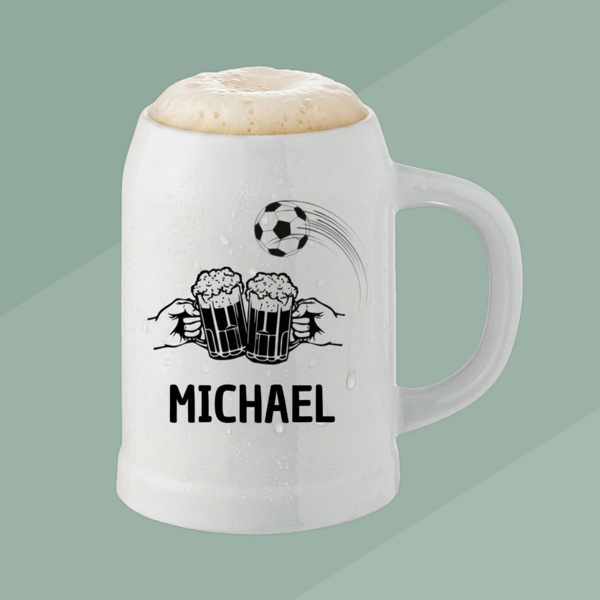 Bierkrug Keramik personalisiert - Fußball - Abenteuernah