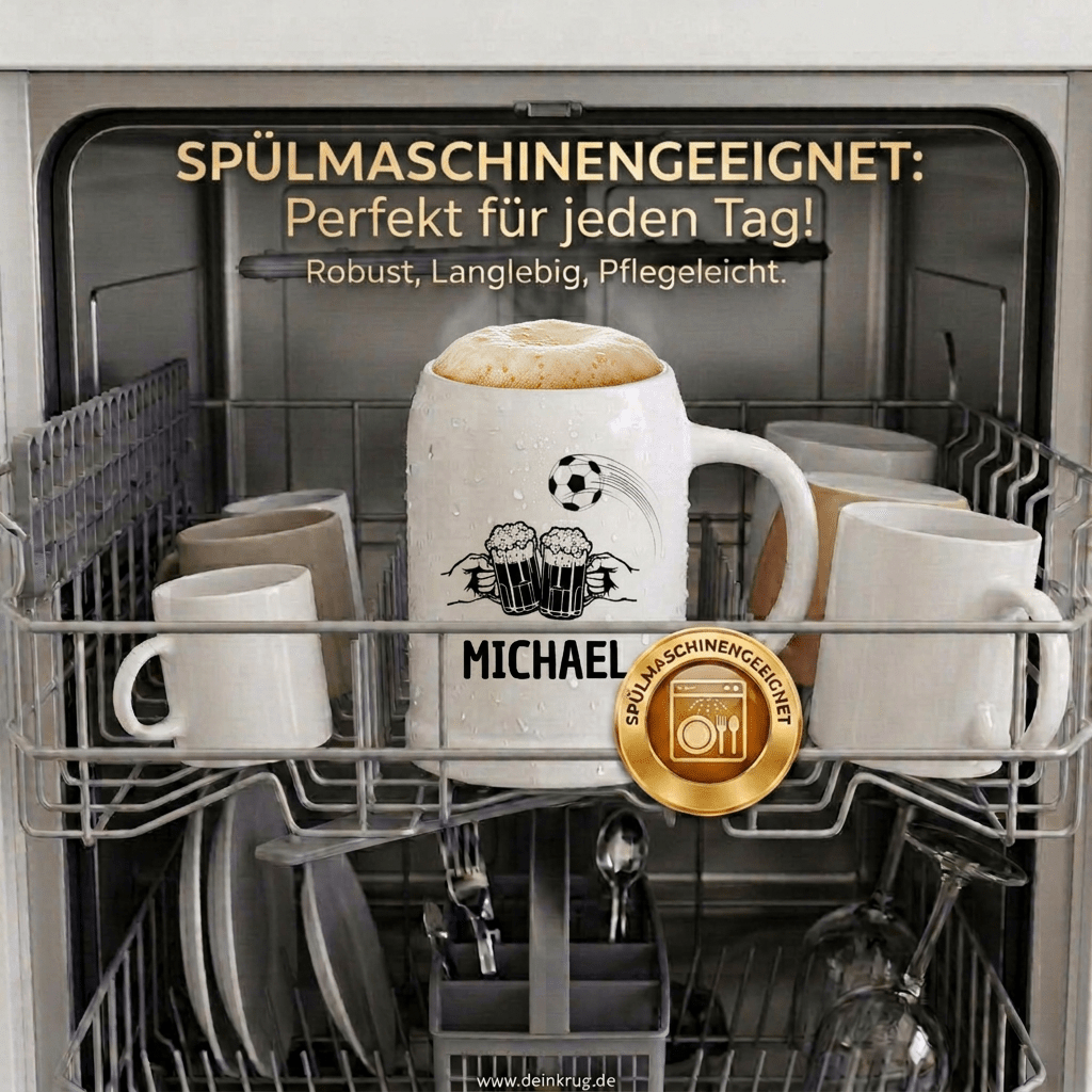 Bierkrug Keramik personalisiert - Fußball - Abenteuernah