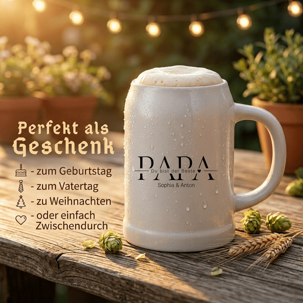 Bierkrug Keramik personalisiert - Papa - Abenteuernah