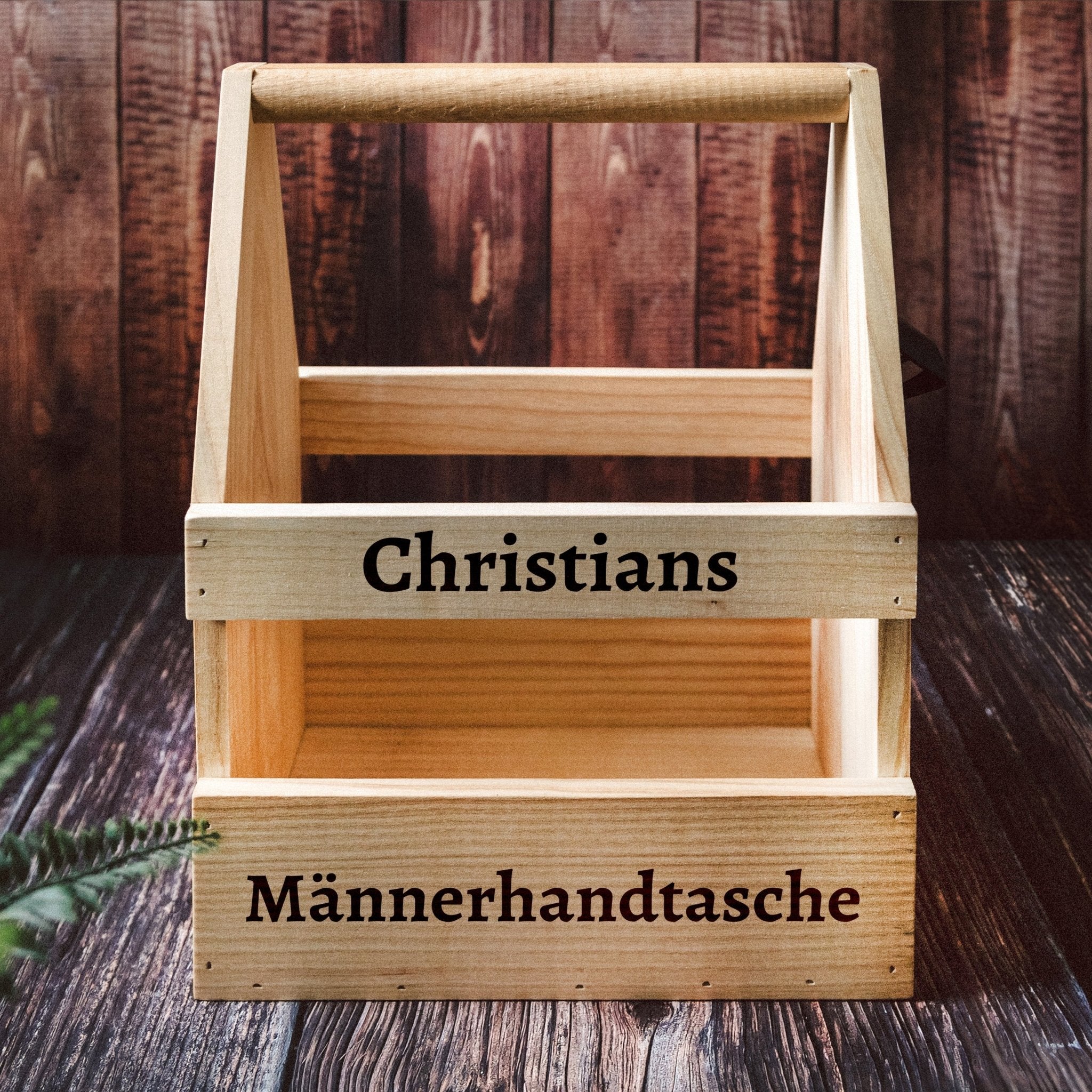Bierträger Holz - Männerhandtasche mit Name - Abenteuernah