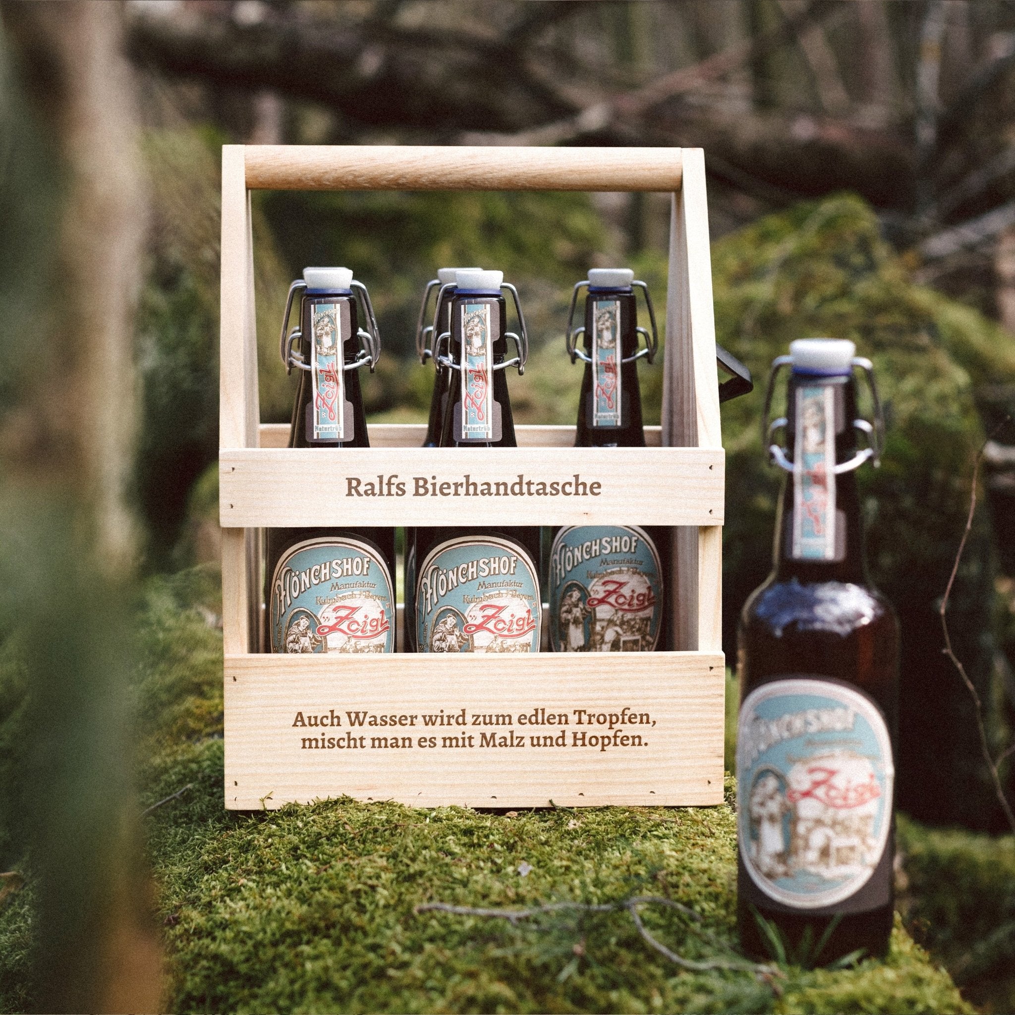 Bierträger Holz - Wasser mit Malz und Hopfen - Abenteuernah