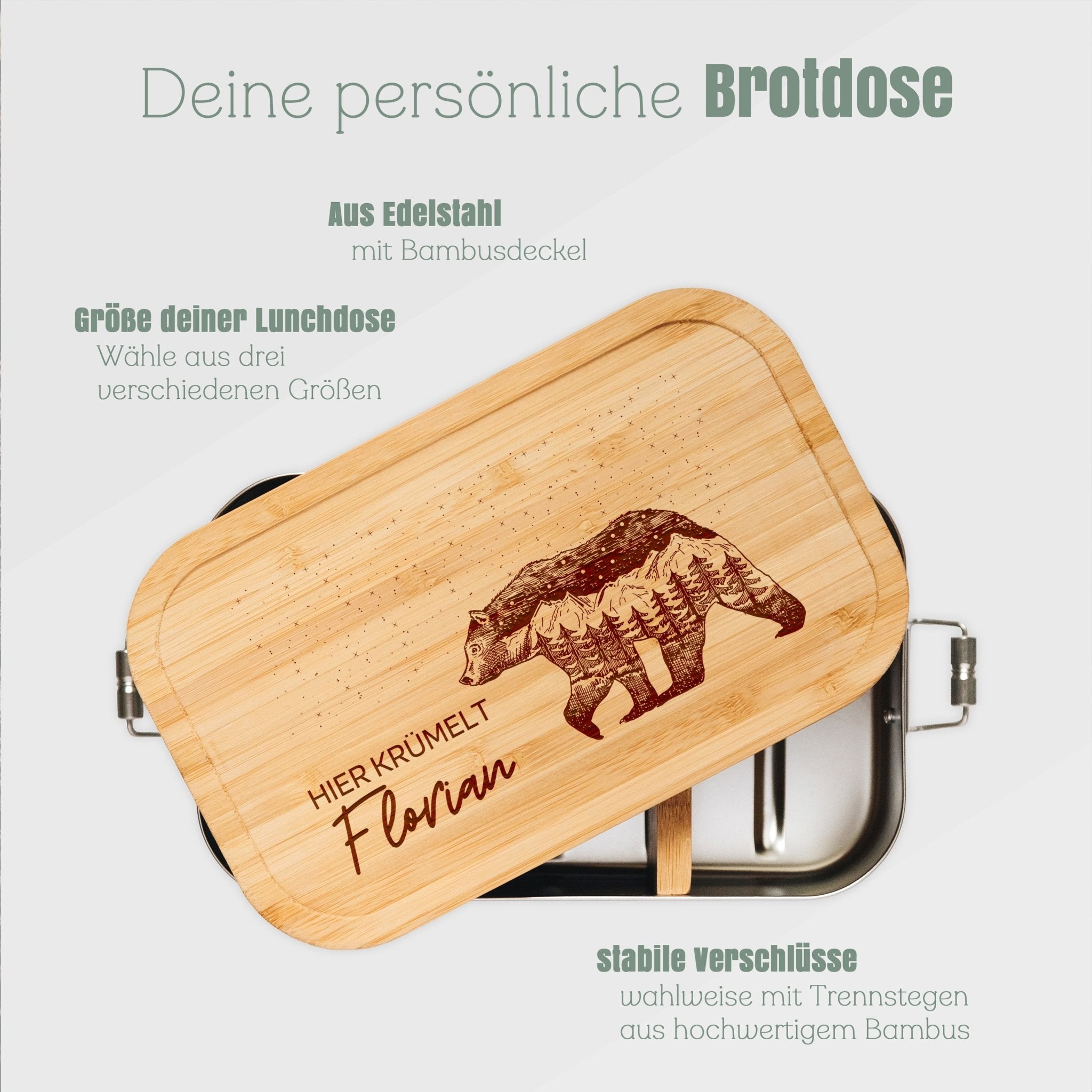 Brotdose Edelstahl - Bär Berge - Abenteuernah