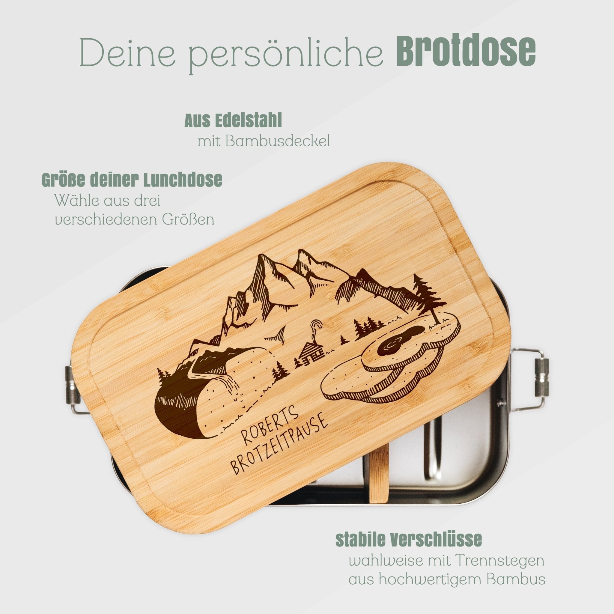 Brotdose Edelstahl - Berge Brotlandschaft - Abenteuernah
