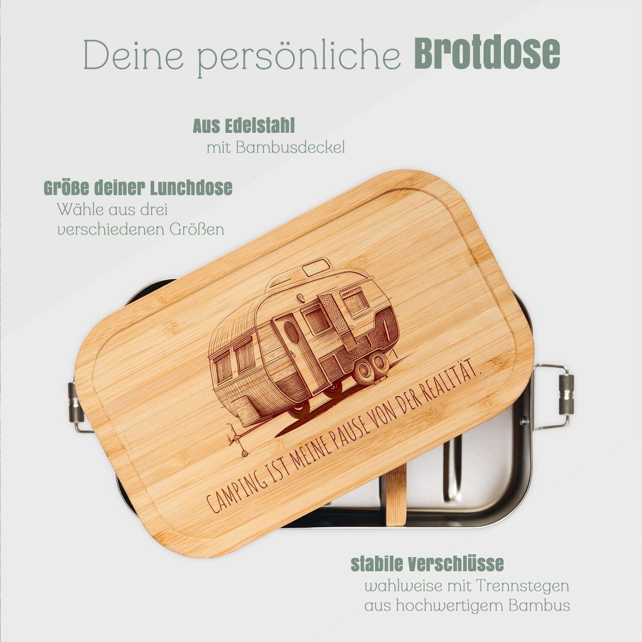 Brotdose Edelstahl - Camping Pause Realität - Abenteuernah
