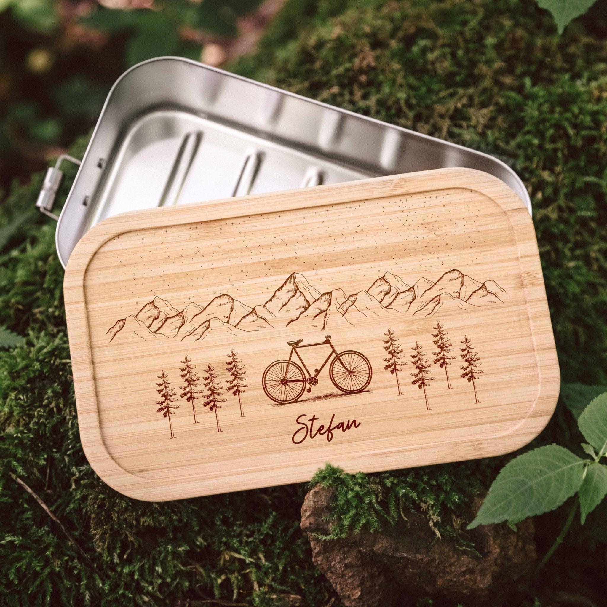 Brotdose Edelstahl - Fahrrad Berge - Abenteuernah