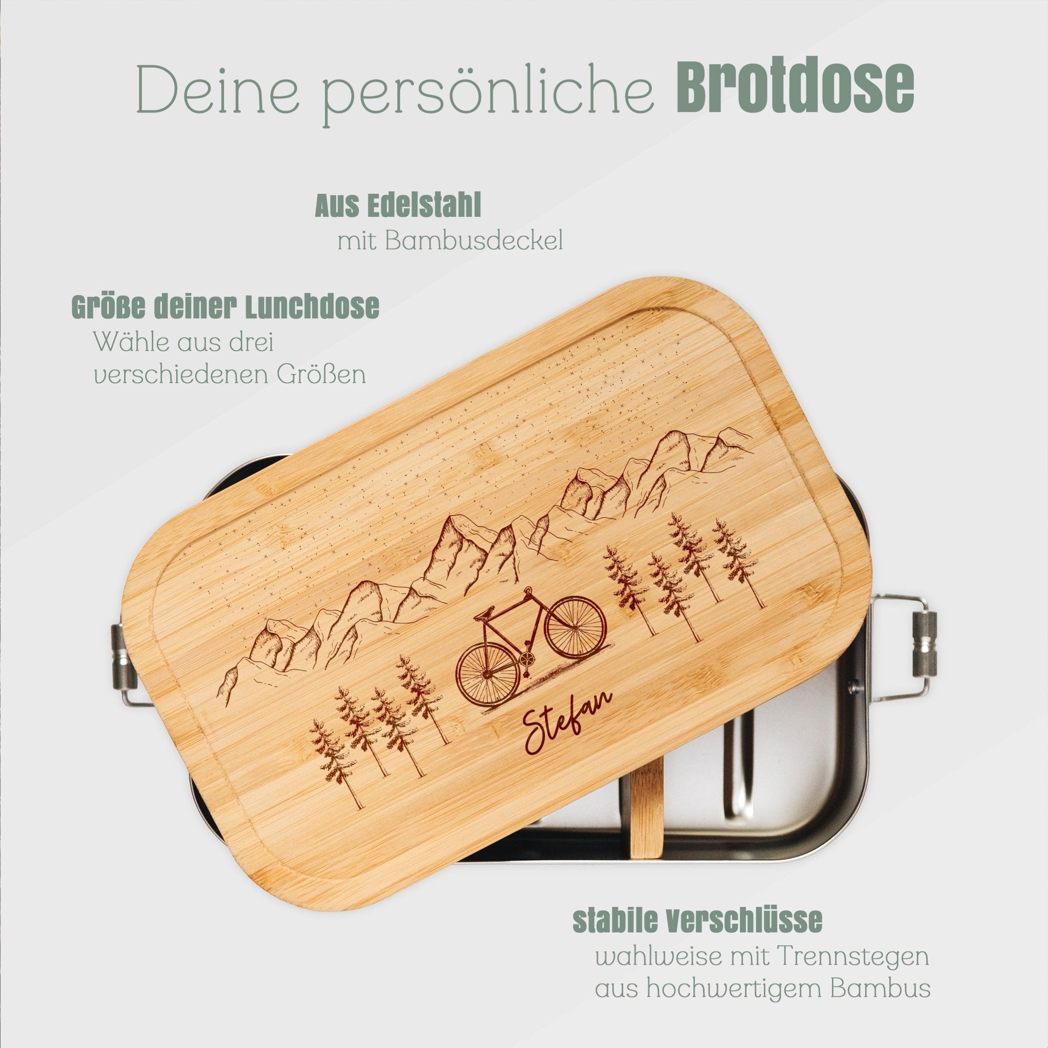 Brotdose Edelstahl - Fahrrad Berge - Abenteuernah