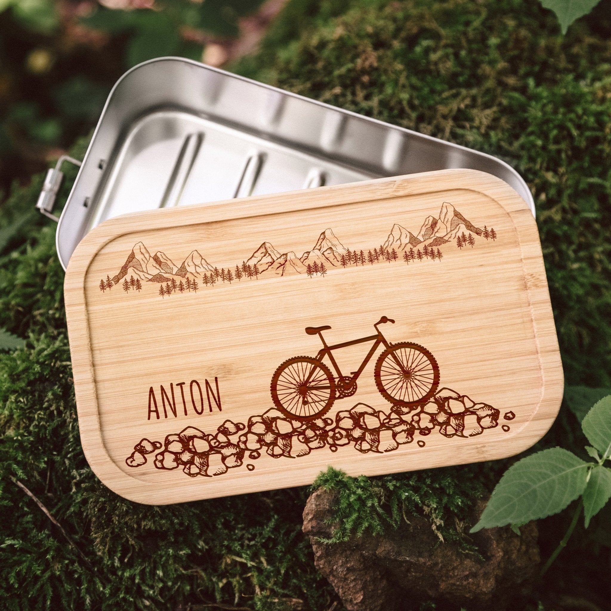 Brotdose Edelstahl - Fahrrad Kieselsteine - Abenteuernah