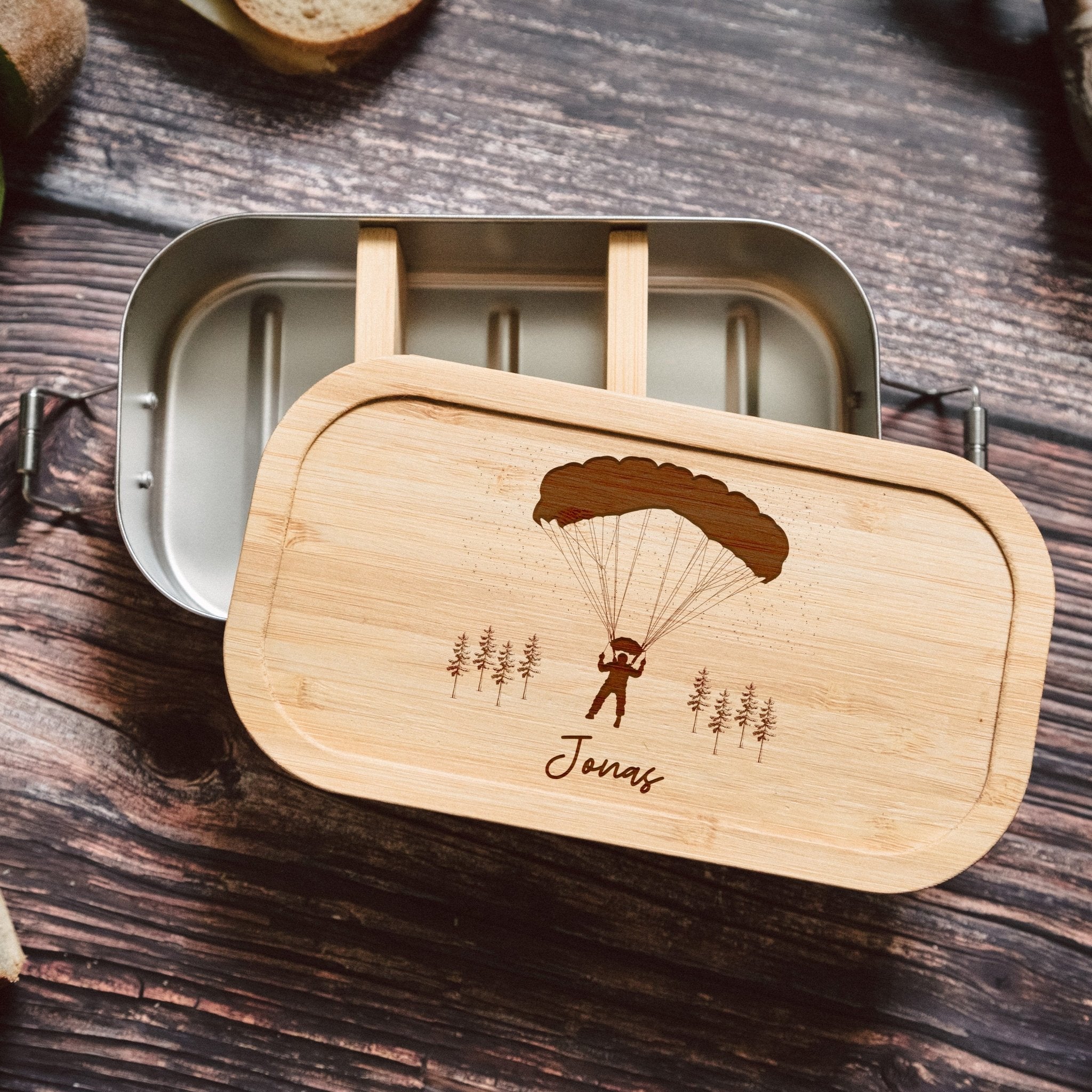 Brotdose Edelstahl - Fallschirmsprung - Abenteuernah