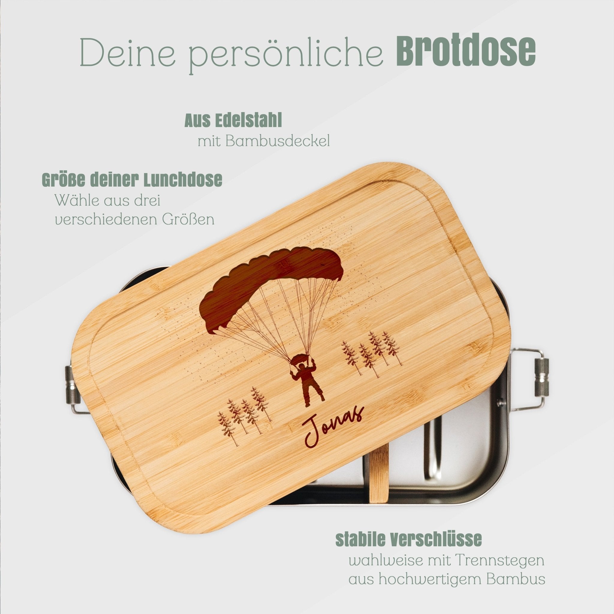 Brotdose Edelstahl - Fallschirmsprung - Abenteuernah