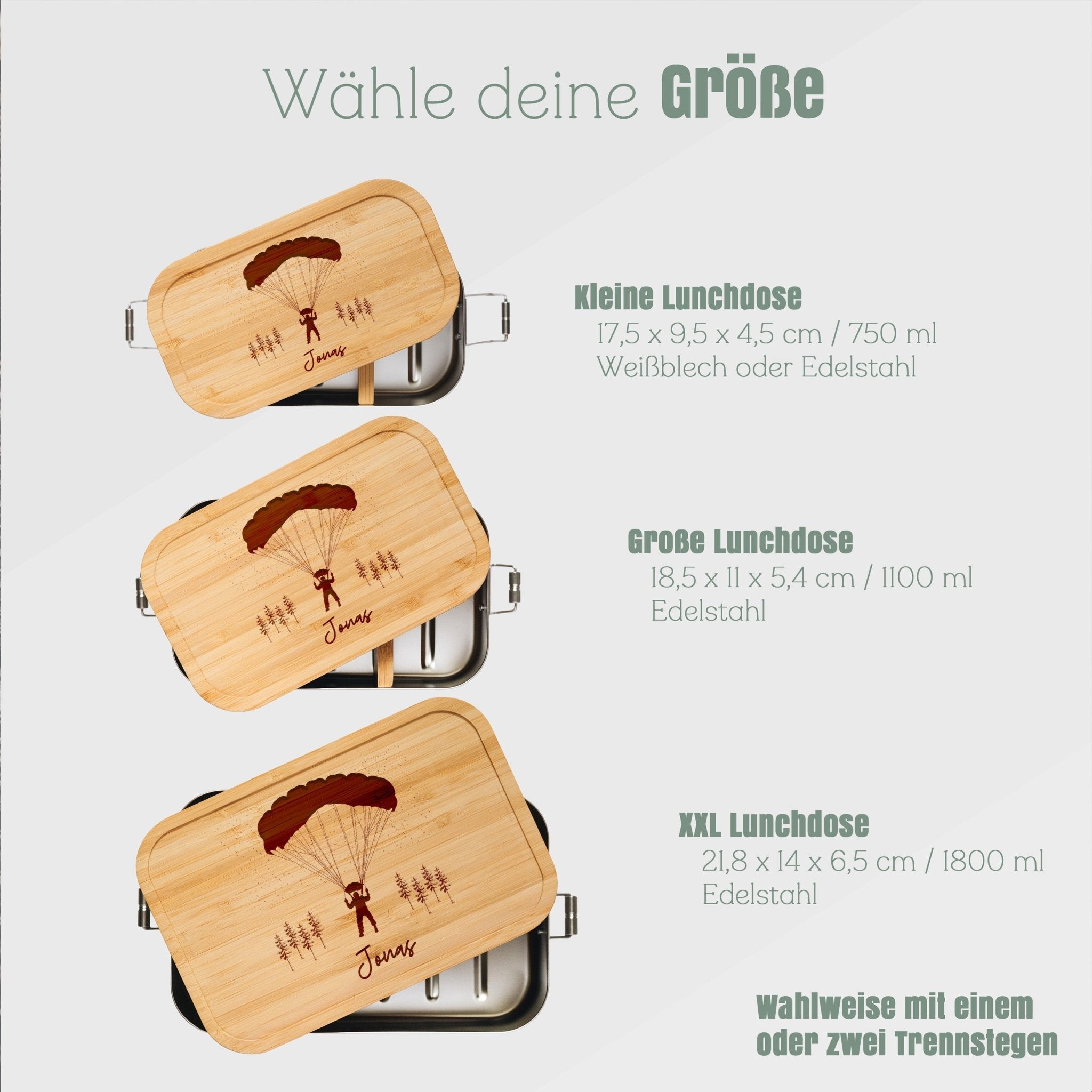 Brotdose Edelstahl - Fallschirmsprung - Abenteuernah