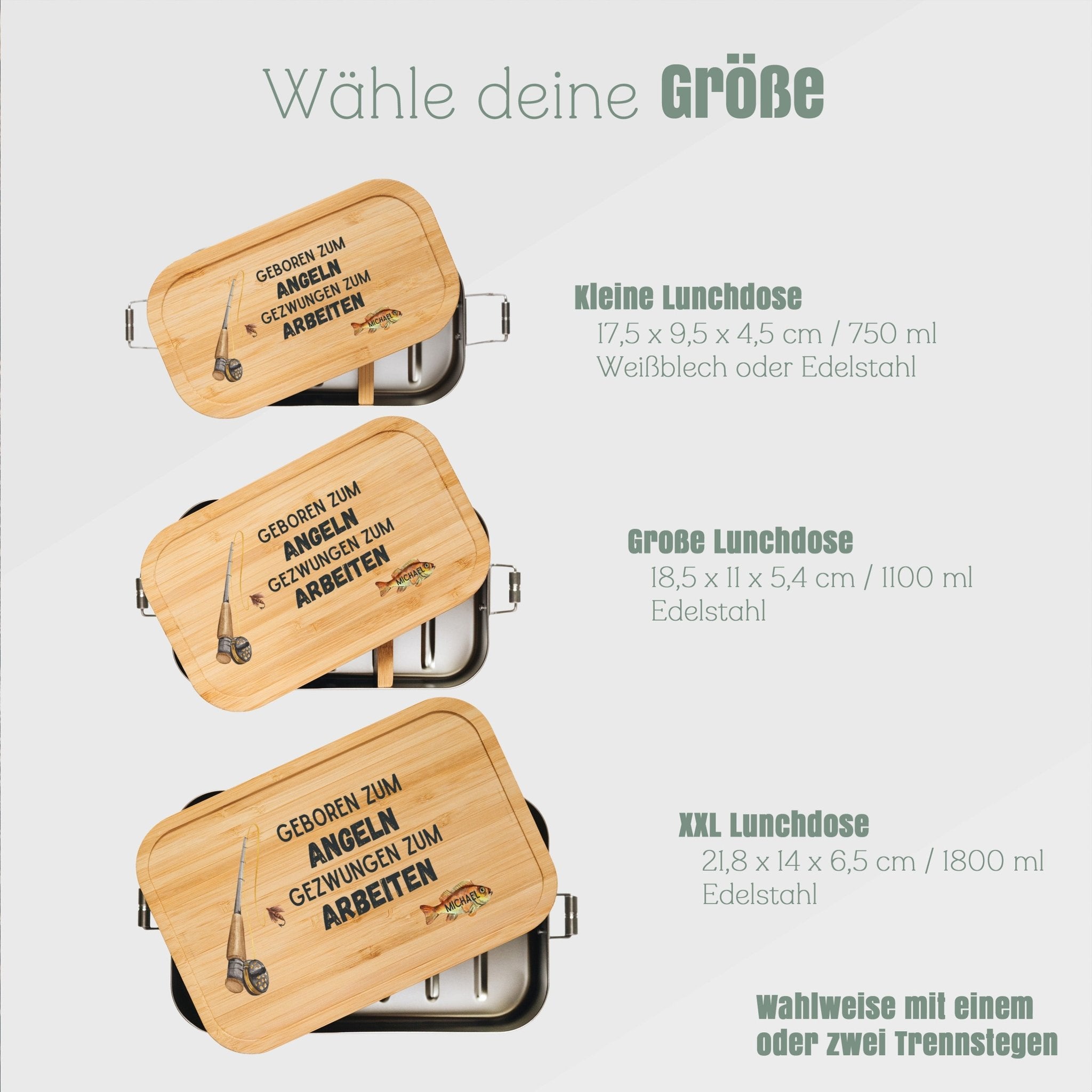 Brotdose Edelstahl - Geboren zum Angeln farbig - Abenteuernah