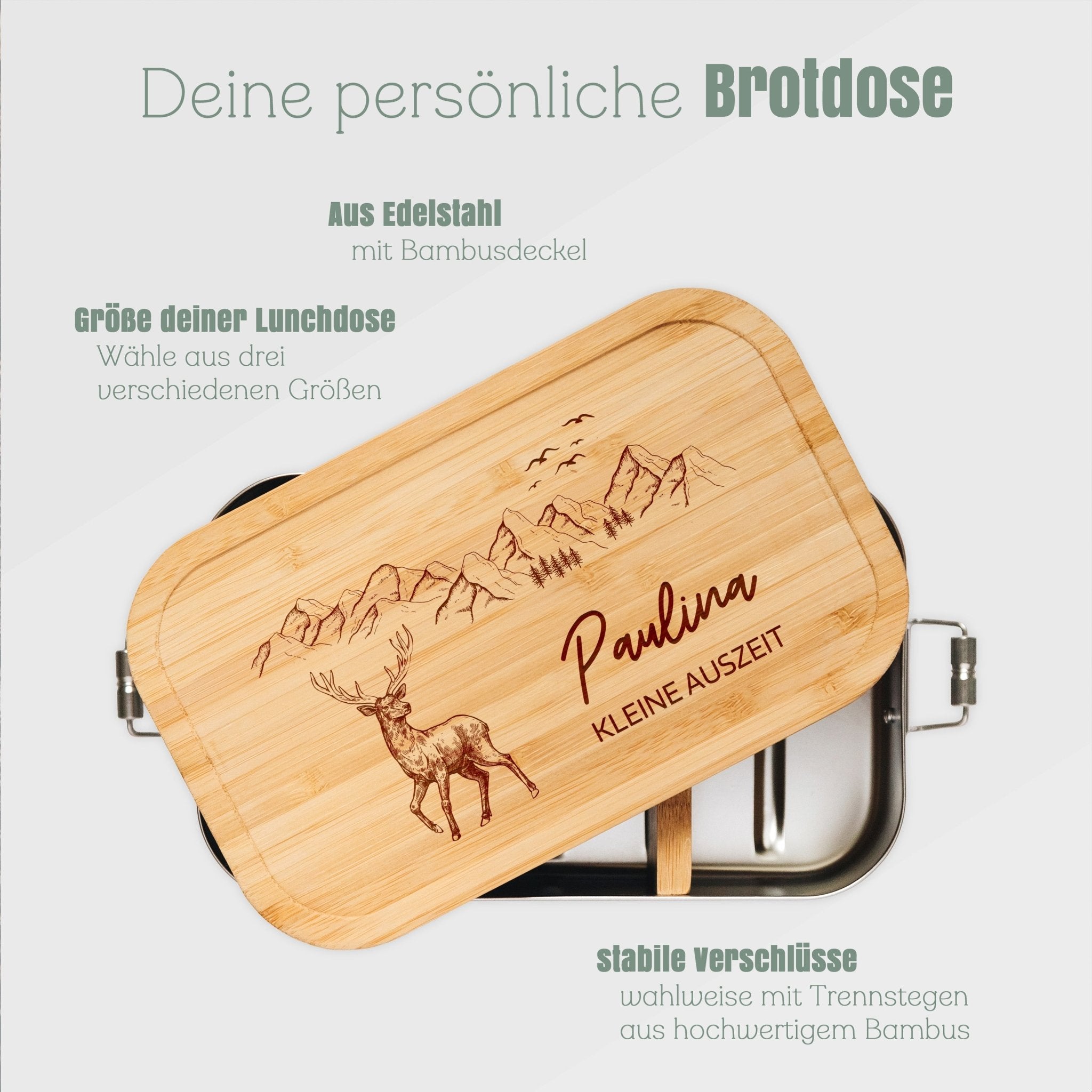 Brotdose Edelstahl - Hirsch Berge - Abenteuernah
