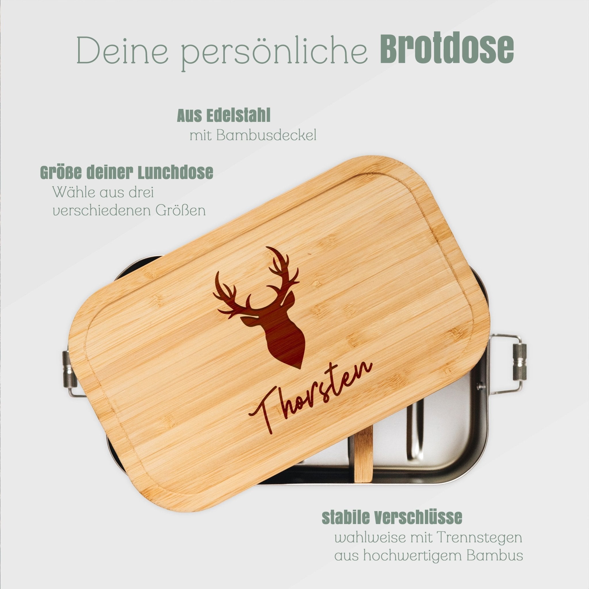Brotdose Edelstahl - Hirschkopf - Abenteuernah