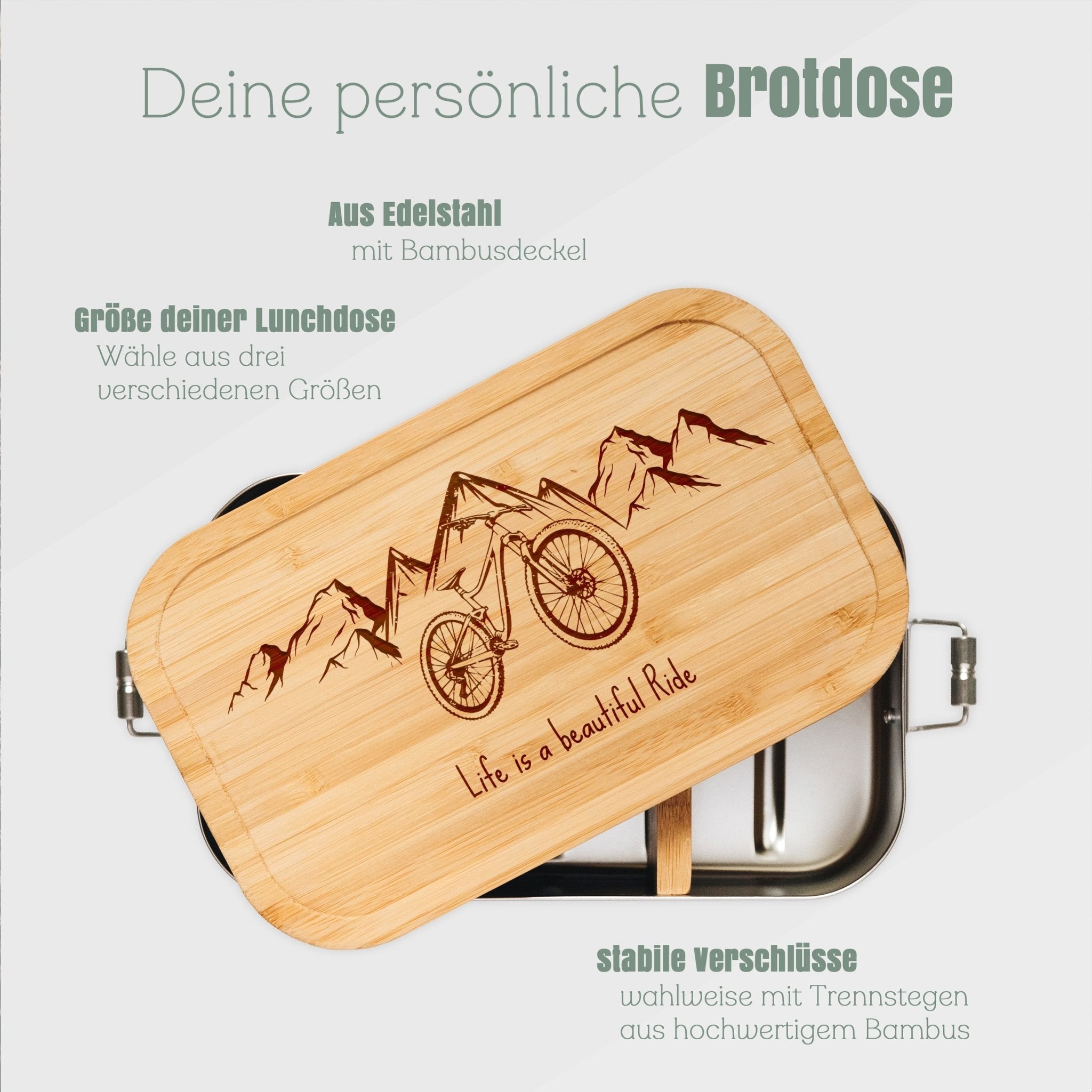Brotdose Edelstahl - Life is a beautiful ride - Abenteuernah