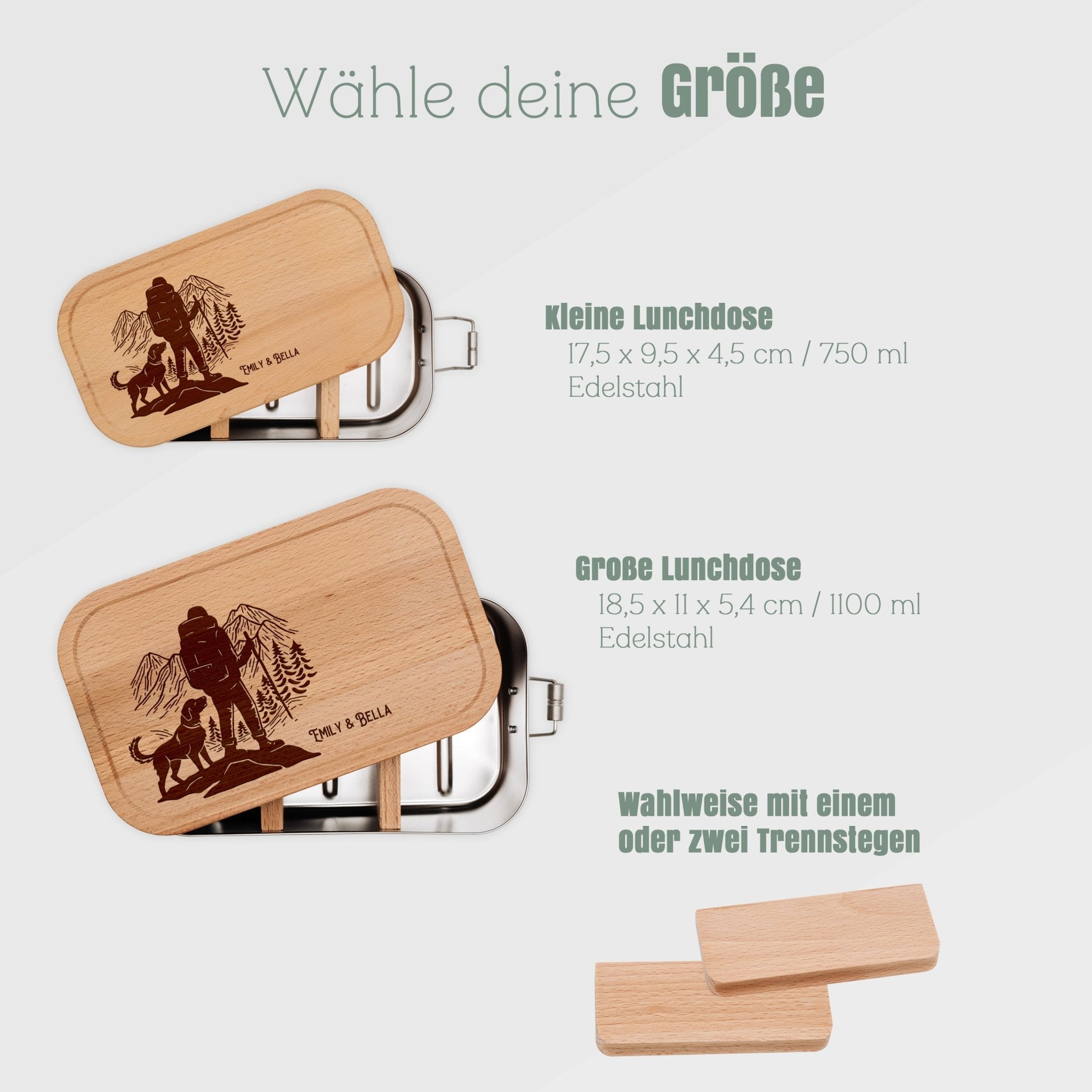 Brotdose Edelstahl mit Buchendeckel - Wanderbuddy - Abenteuernah